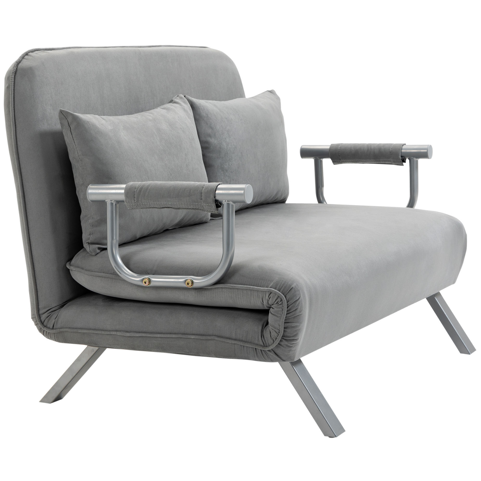 Two-Seater Click-Clack Sofa Bed - Light Grey_voghion.com