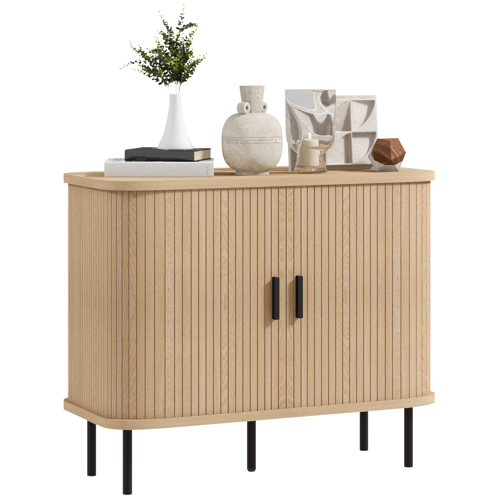 Aparador Vintage Avec 2 Portes Correderas De Tambor Tipo Persan 90x40x75 Cm Roble Y_voghion.com