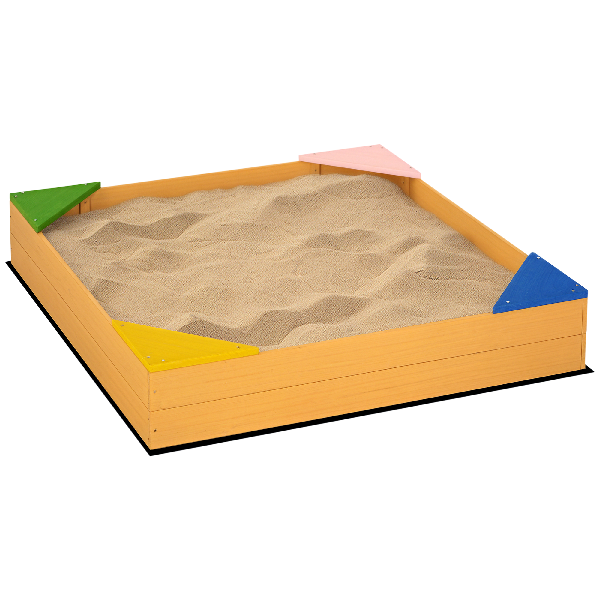 Arenero Infantil De Madera Para Niños De 3-8 Años Con Tela No Tejida Y 4 Asientos Para Jardín 109x109x19,8 Cm Natural_voghion.com