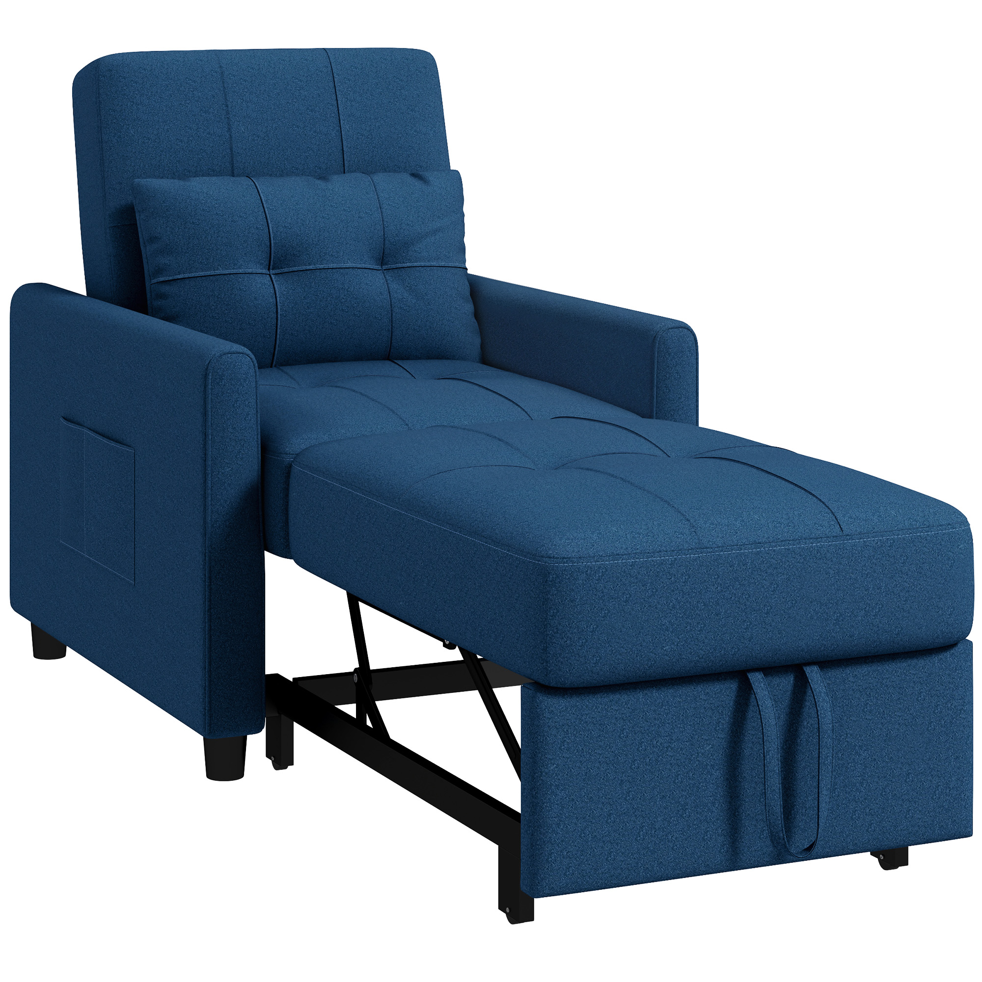 Linen-Look Single Chair Bed - Blue_voghion.com