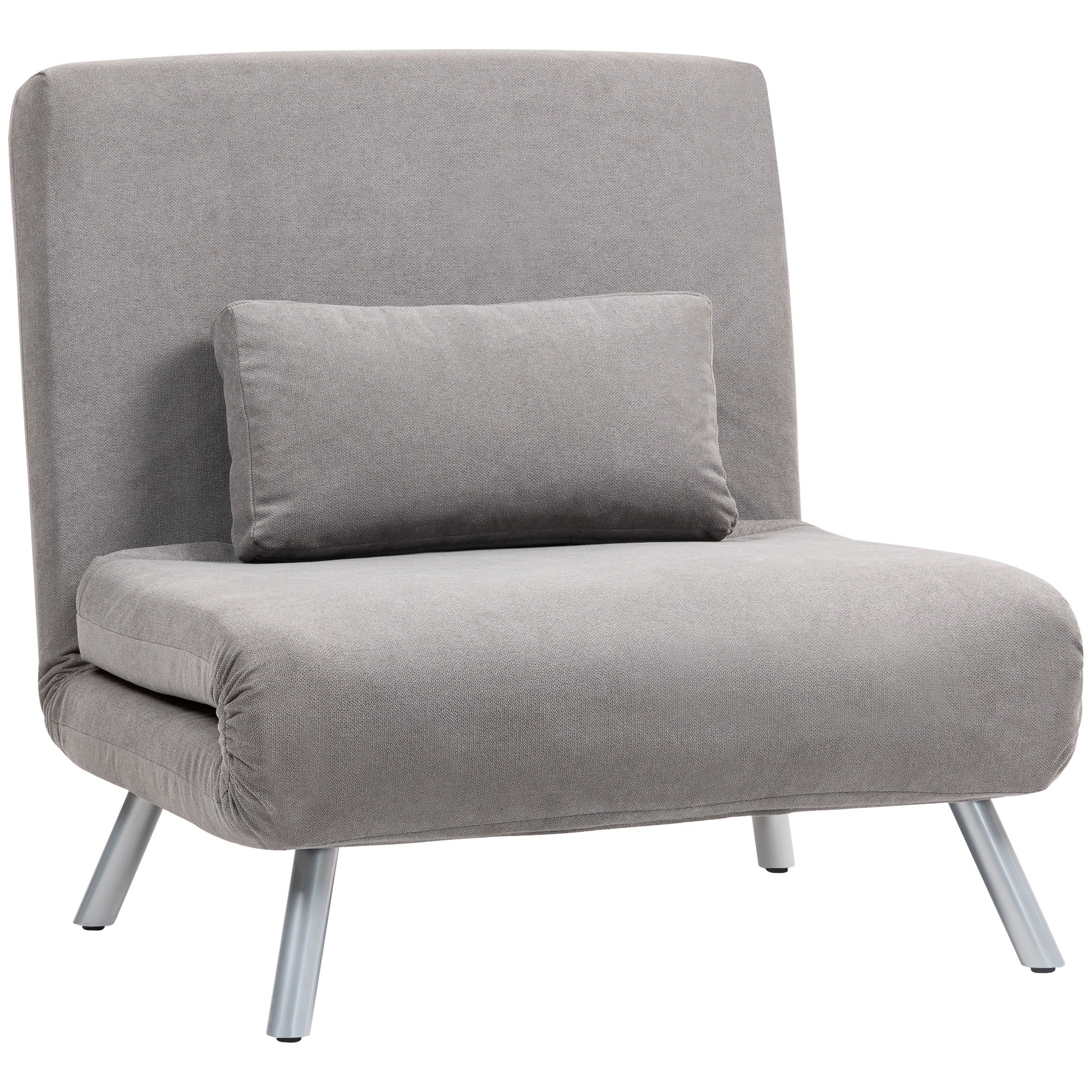 Single Velvet-Feel Chair Bed - Grey_voghion.com