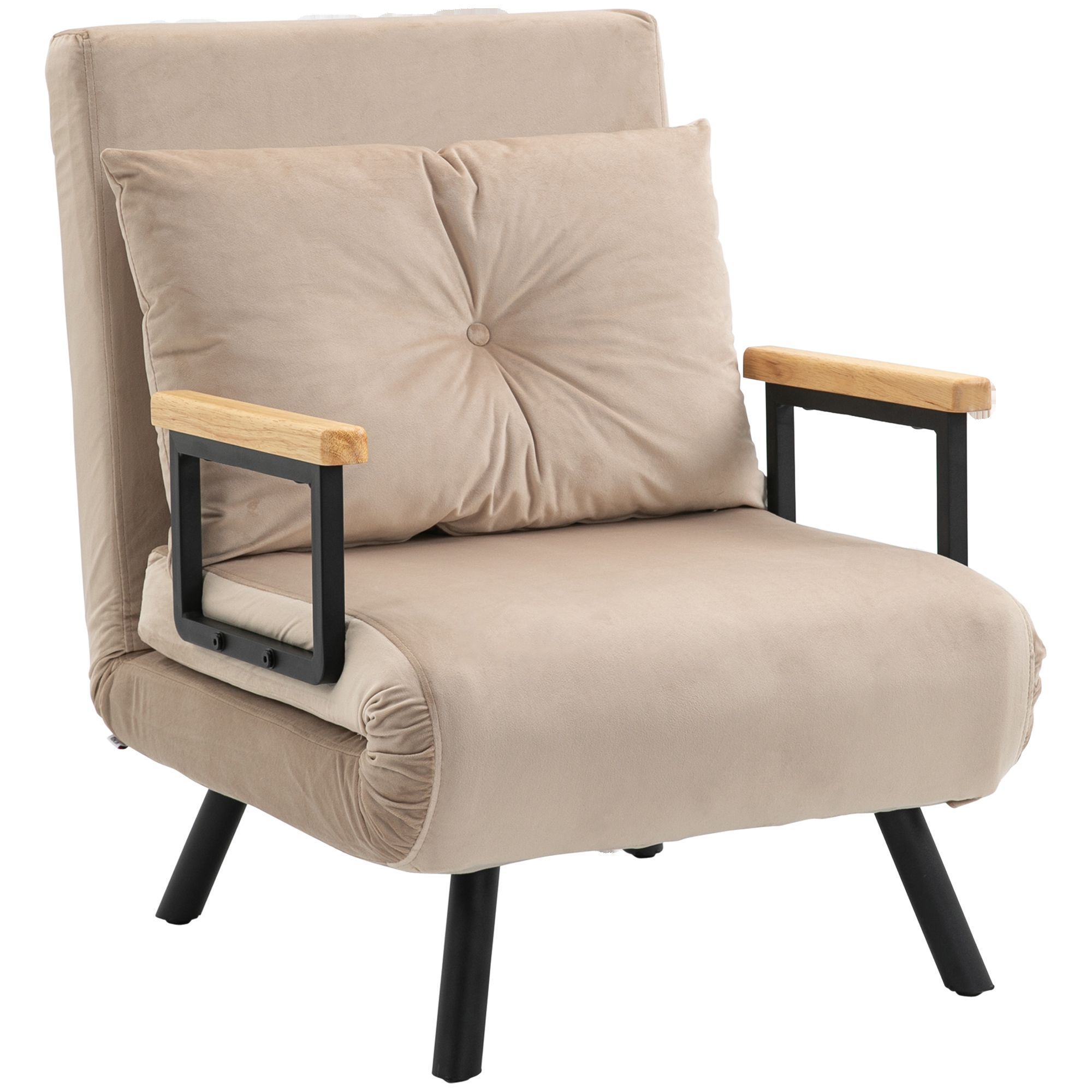 Convertible Single Sofa Bed Adjustable 4 In 1 Chair Bed Beige_voghion.com