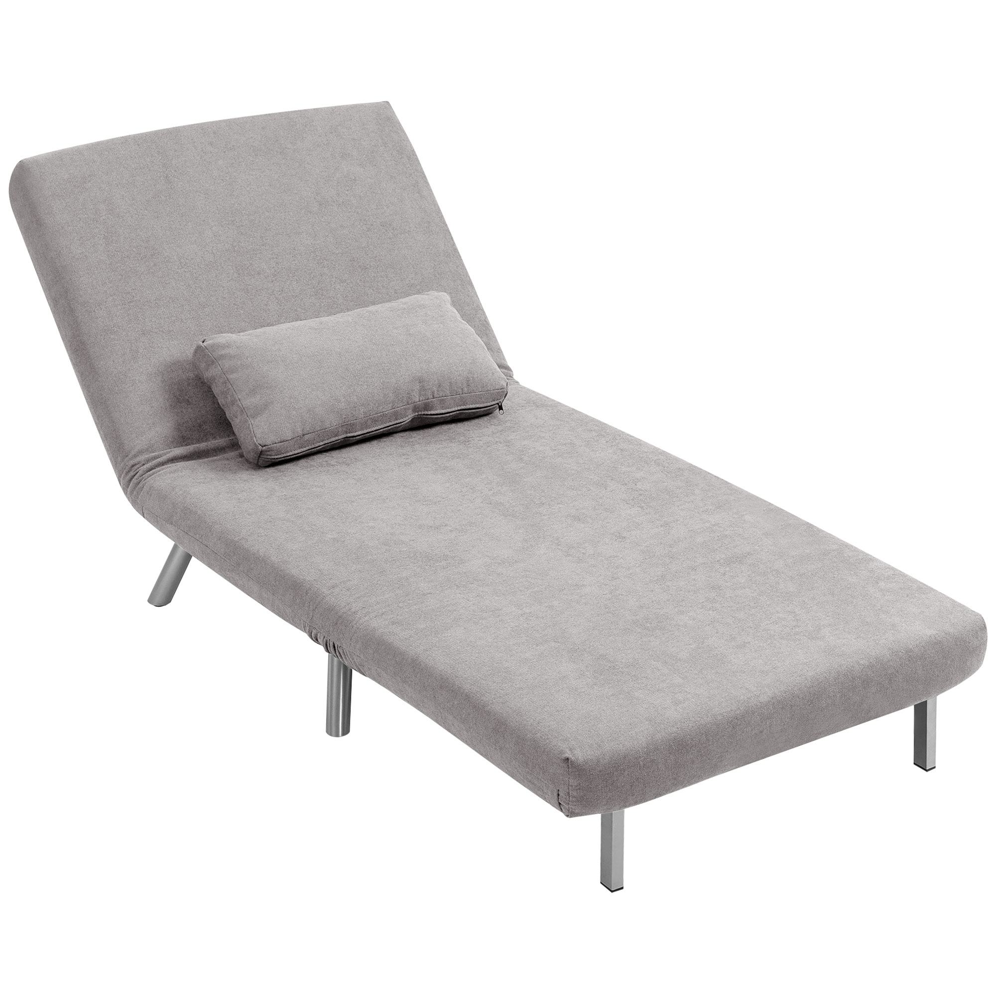 Single Velvet-Feel Chair Bed - Grey_voghion.com