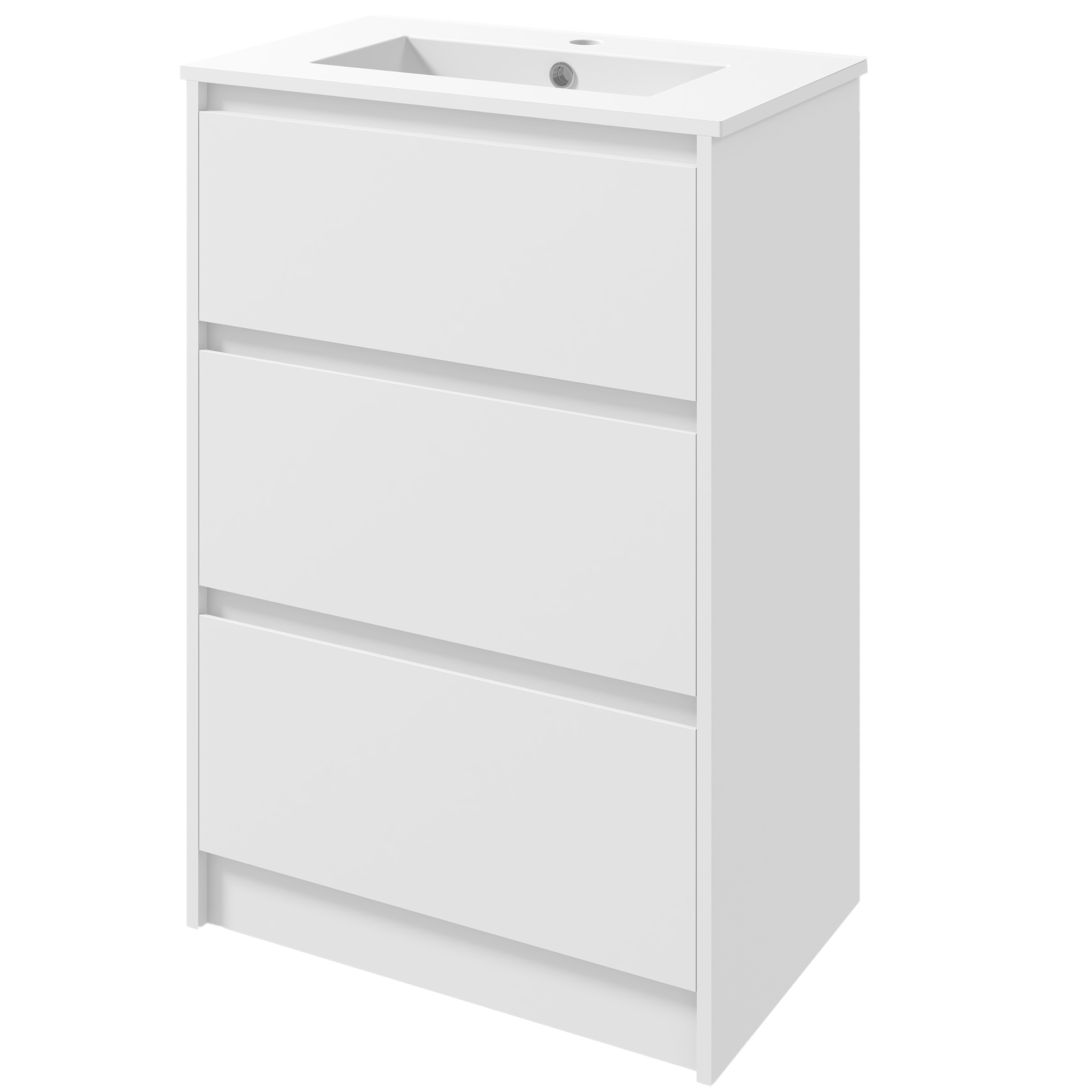 Bathroom Vanity Cabinet With Ceramic Basin And 2 Drawers White_voghion.com
