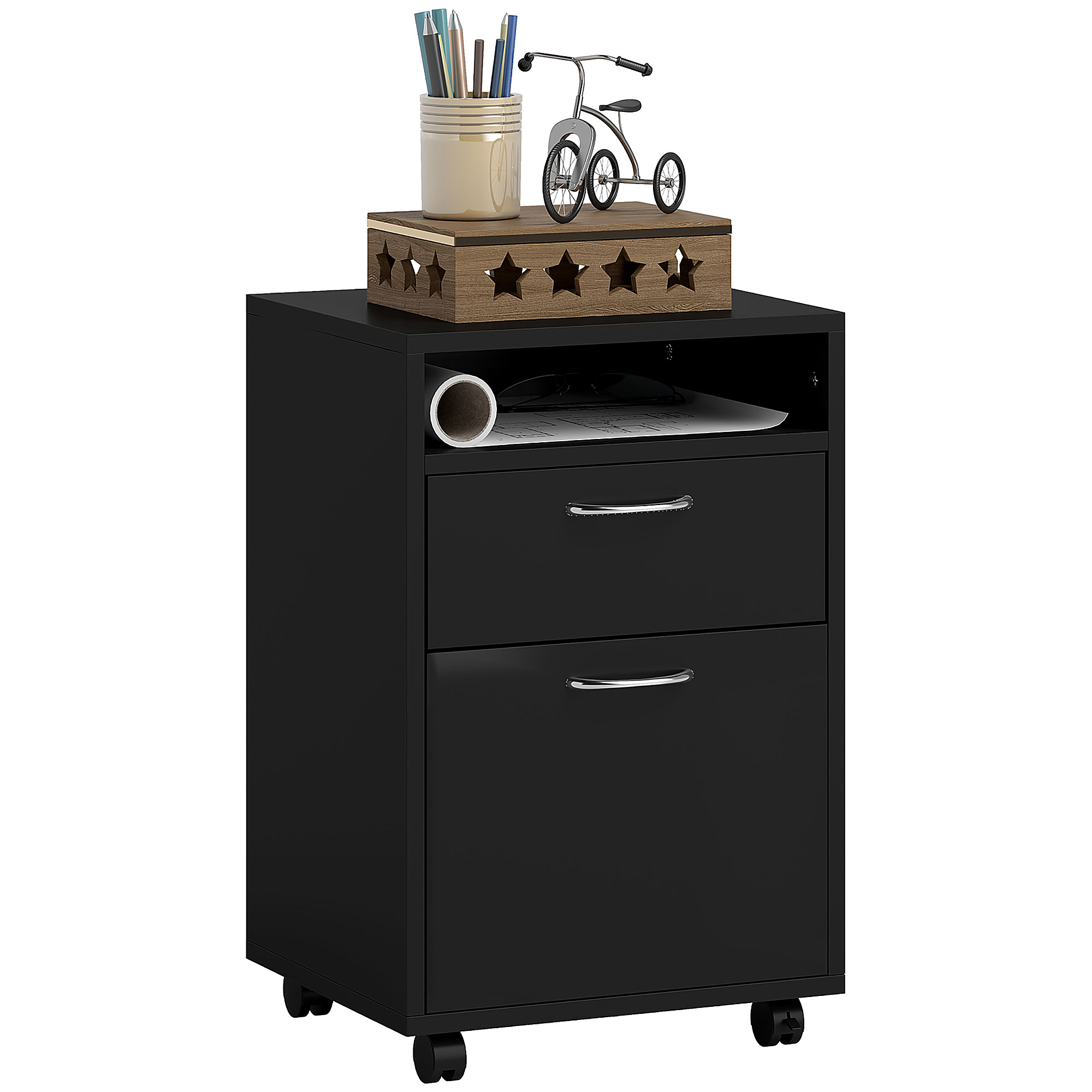Cajonera De Oficina Móvil Con Cajón Y Armario Con Ruedas Soporte De Impresora Para Estudio 40x35x60 Cm_voghion.com