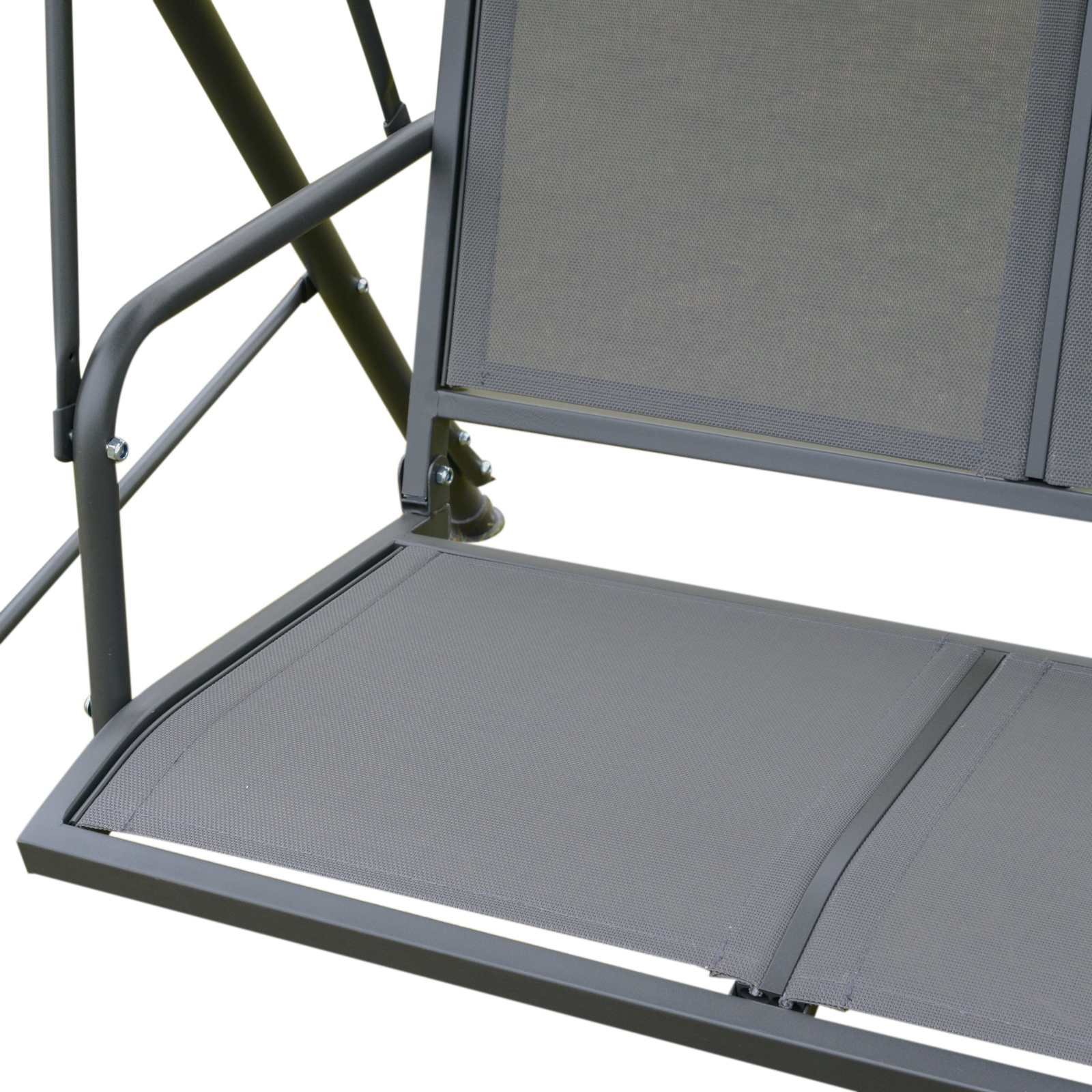 Balançoire de jardin 3 places avec toit ajustable et structure_voghion.com