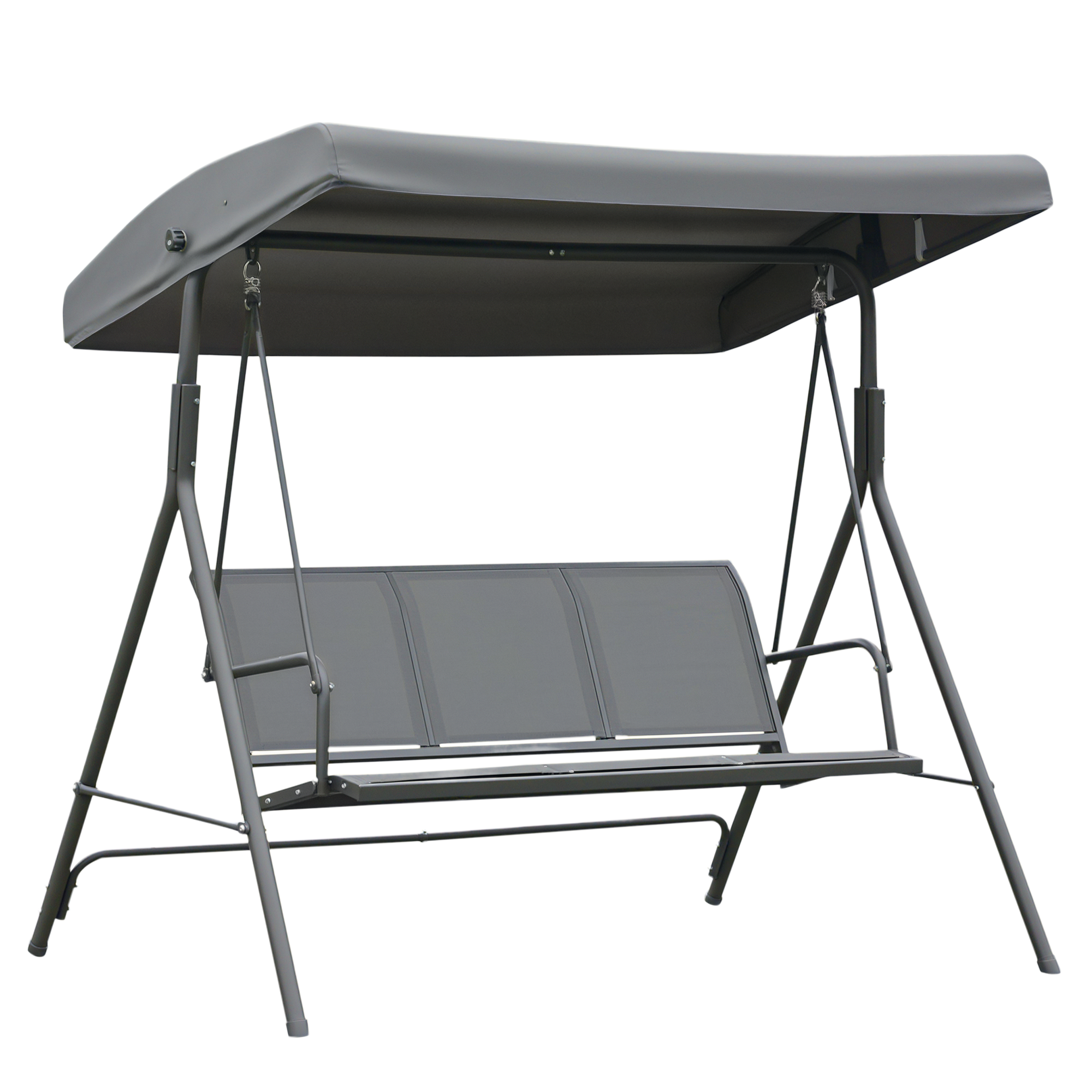 Columpio Balancín Jardín De 3 Plazas Con Techo Parasol Ajustable Respaldo Transpirable Y Marco De Acero Para Terraza Balcón Extérieur 175x118x159 Cm Gris_voghion.com