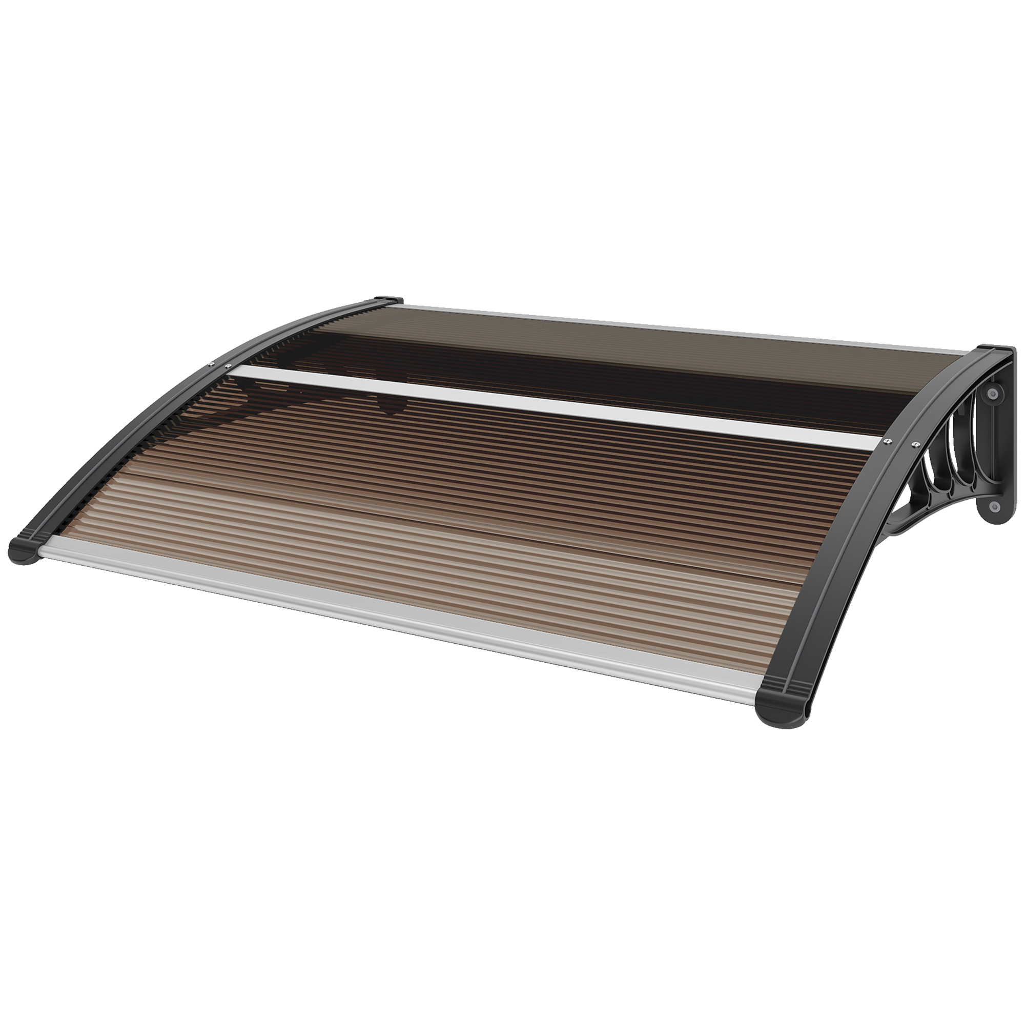 Marquesina para puerta y ventana con soporte de aluminio marrón_voghion.com