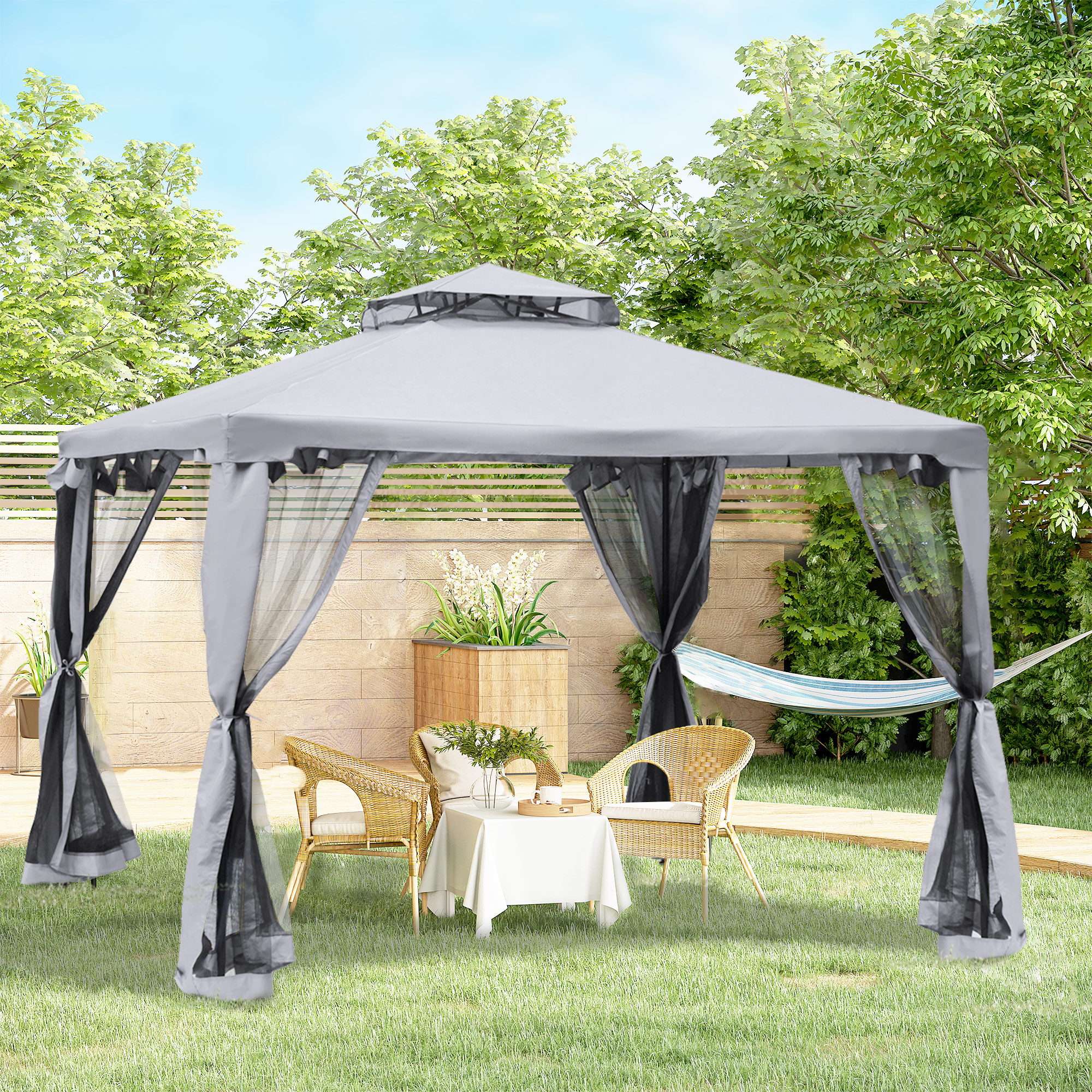 Abmessungen des großen Gartenpavillons