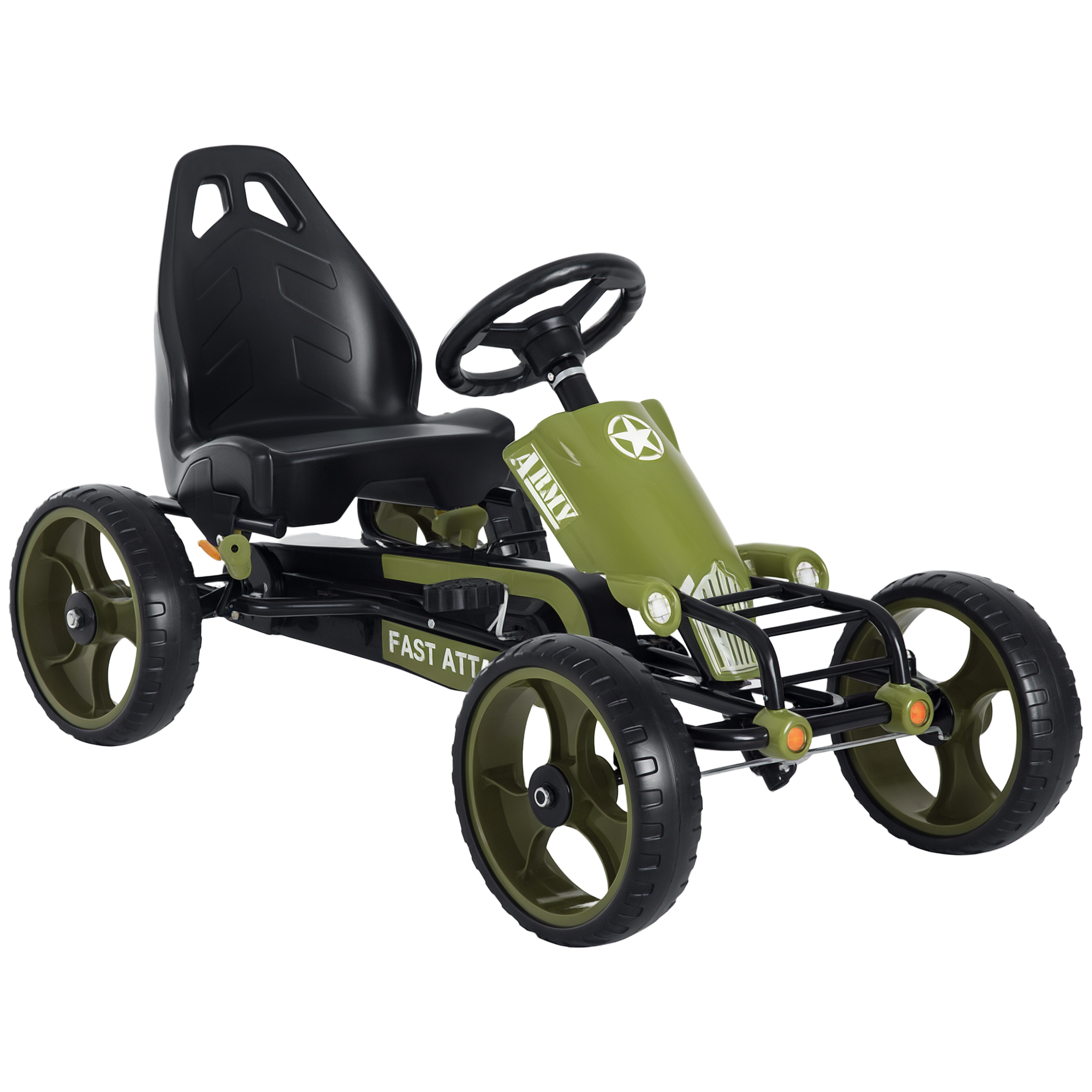 Pedal Go Kart for Kids with Adjustable Seat for 3-6 Year Old Boys and Girls, Green