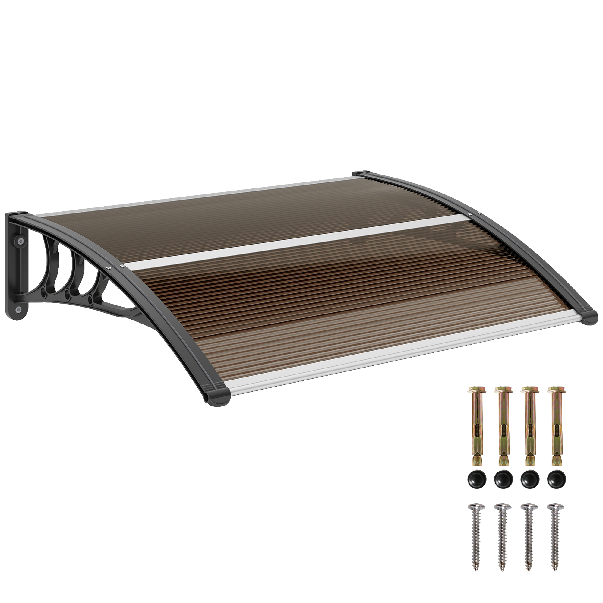 Marquesina Extérieur Pour Porte Et Ventana 75x100 Cm Contre Sol Et Lluvia Avec Support De Aleación De Aluminio Marron_voghion.com