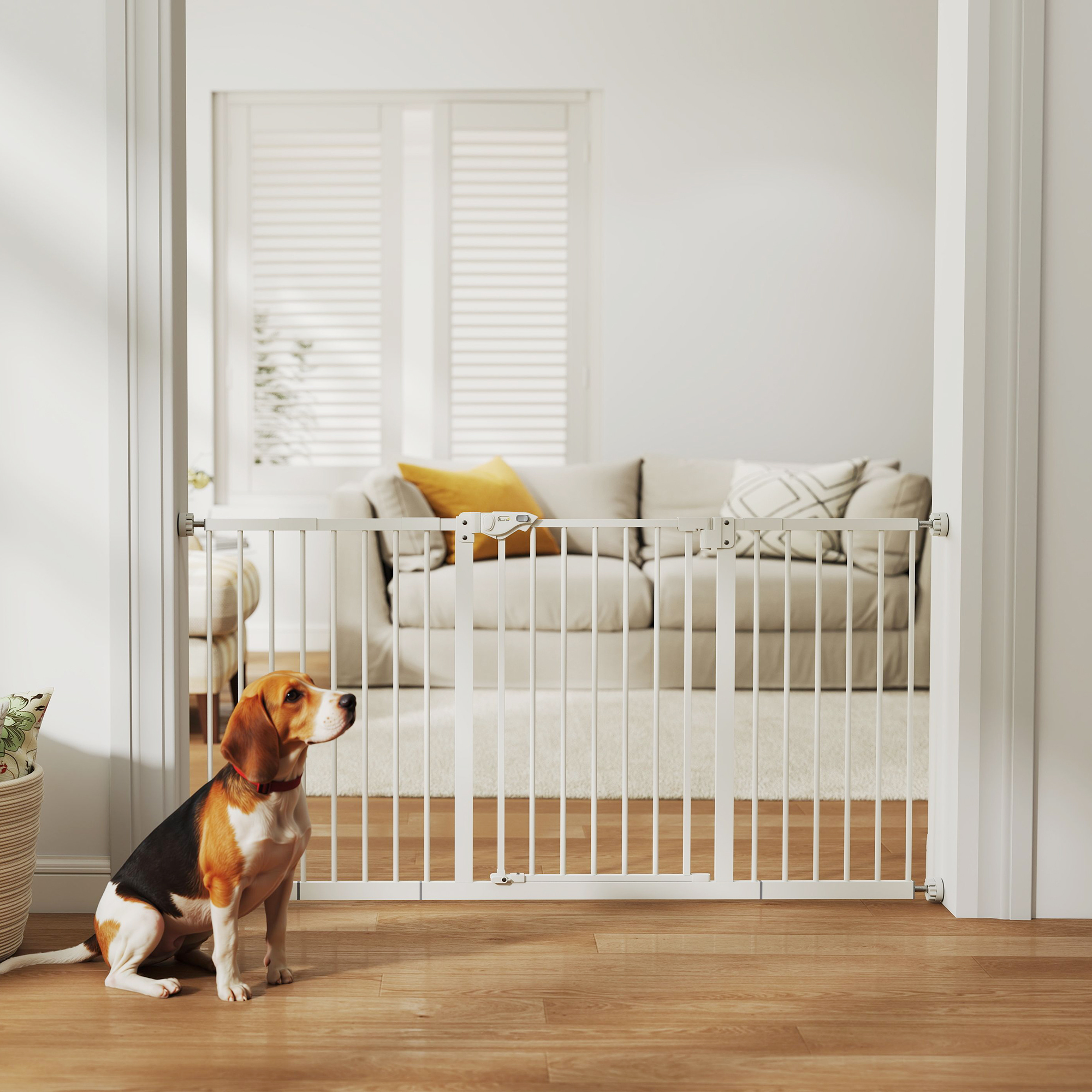 Safety Gate With Auto Close And Double Lock System For Pets White_voghion.com