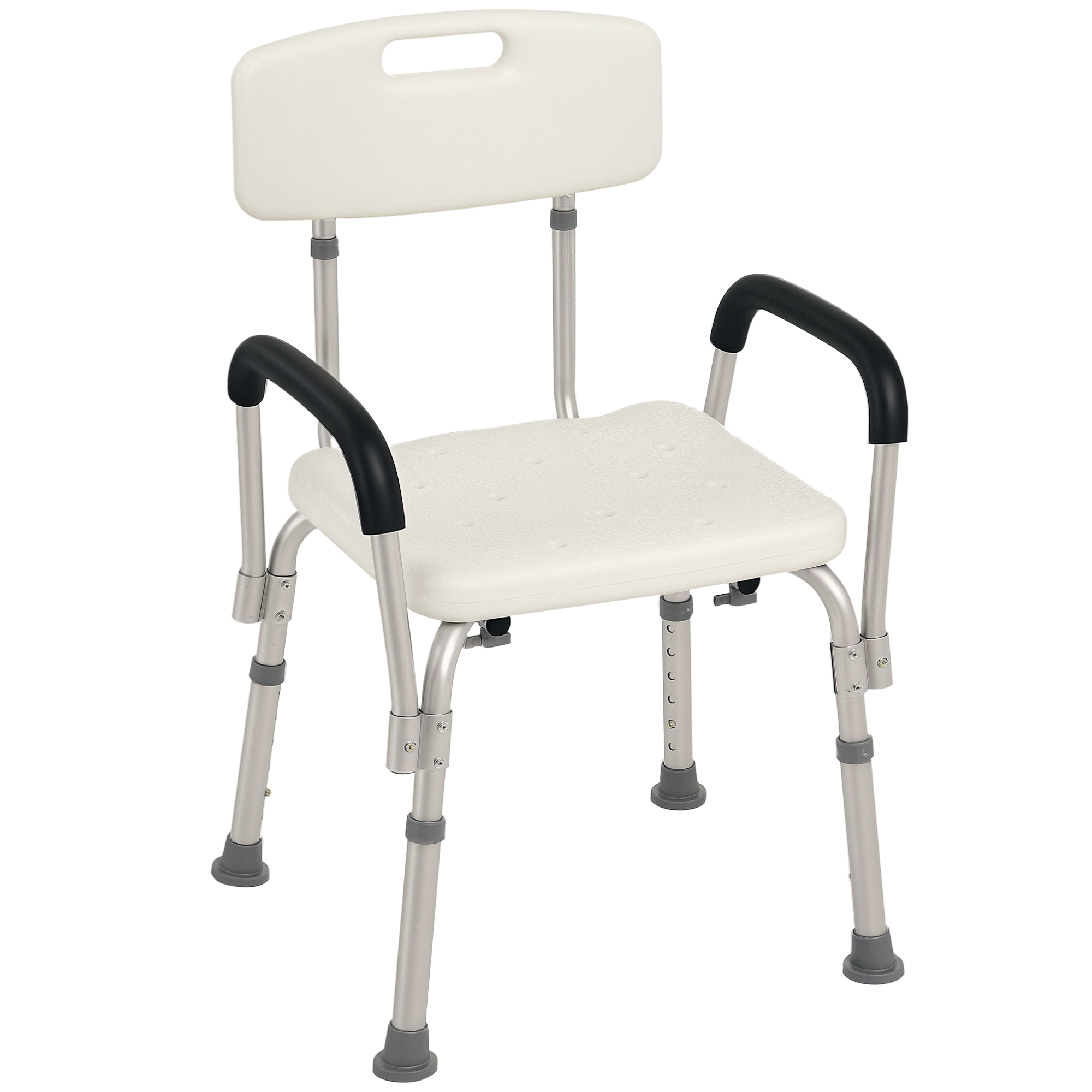 Silla De Ducha Para Personas Mayores Con Respaldo Altura Regulable Antideslizante Y Apoyabrazos Carga 136 Kg_voghion.com