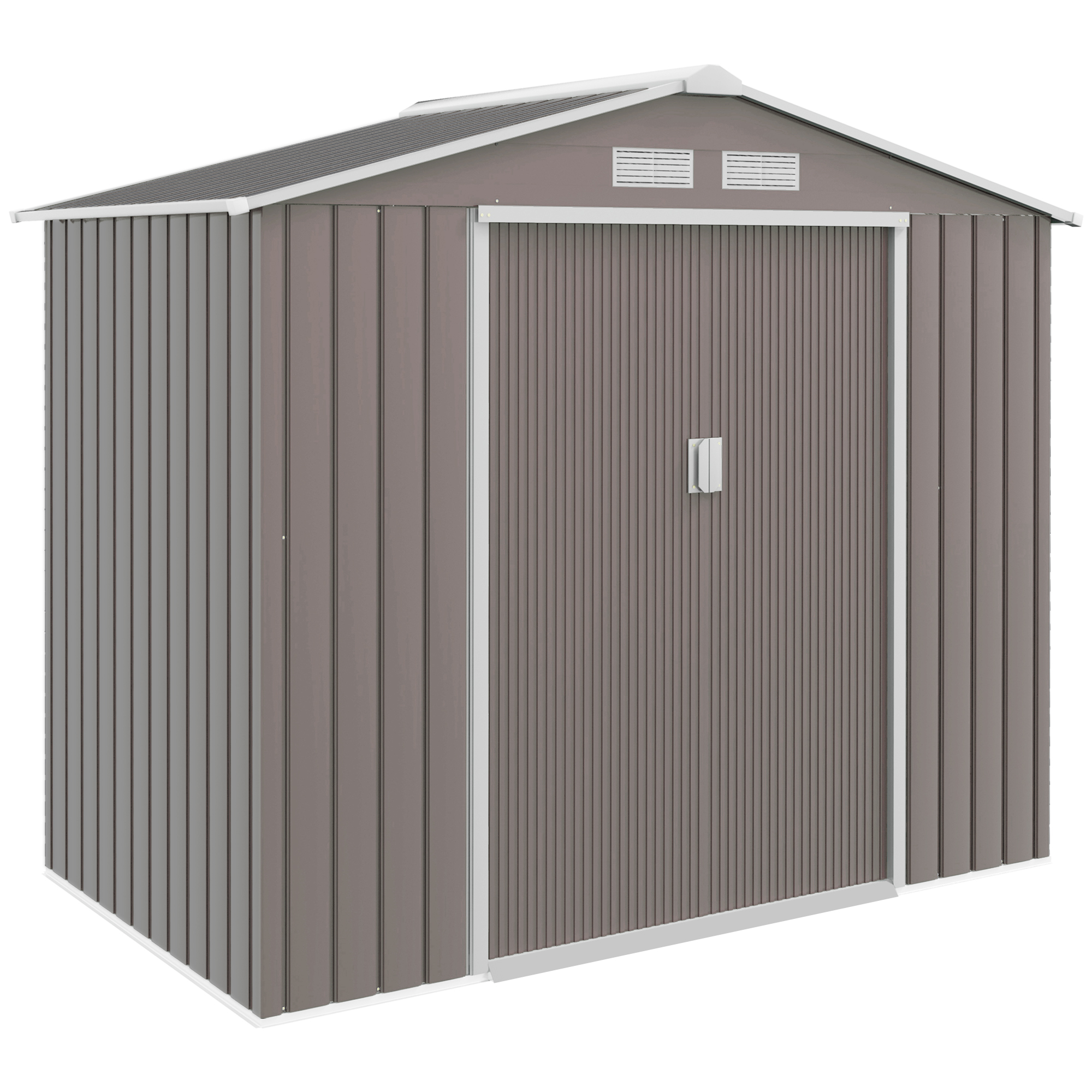 7' x 4' Outdoor Storage Shed, Garden Tool House with Foundation Kit Vents Sliding Doors for Backyard Patio Gray
