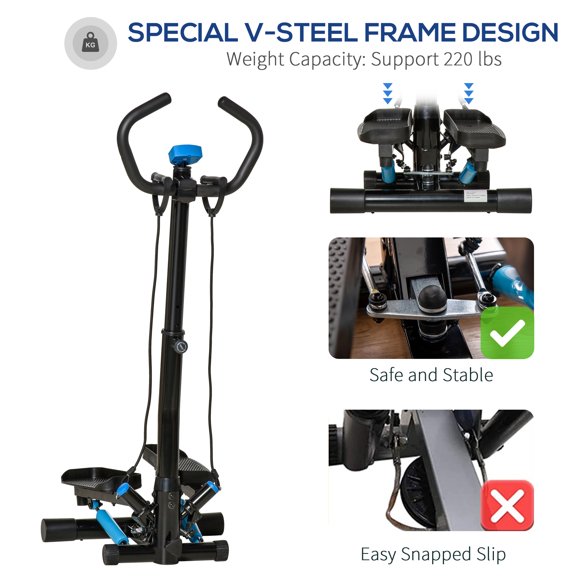 Adjustable Twist Stepper Fitness Machine With Lcd And Handlebars_voghion.com