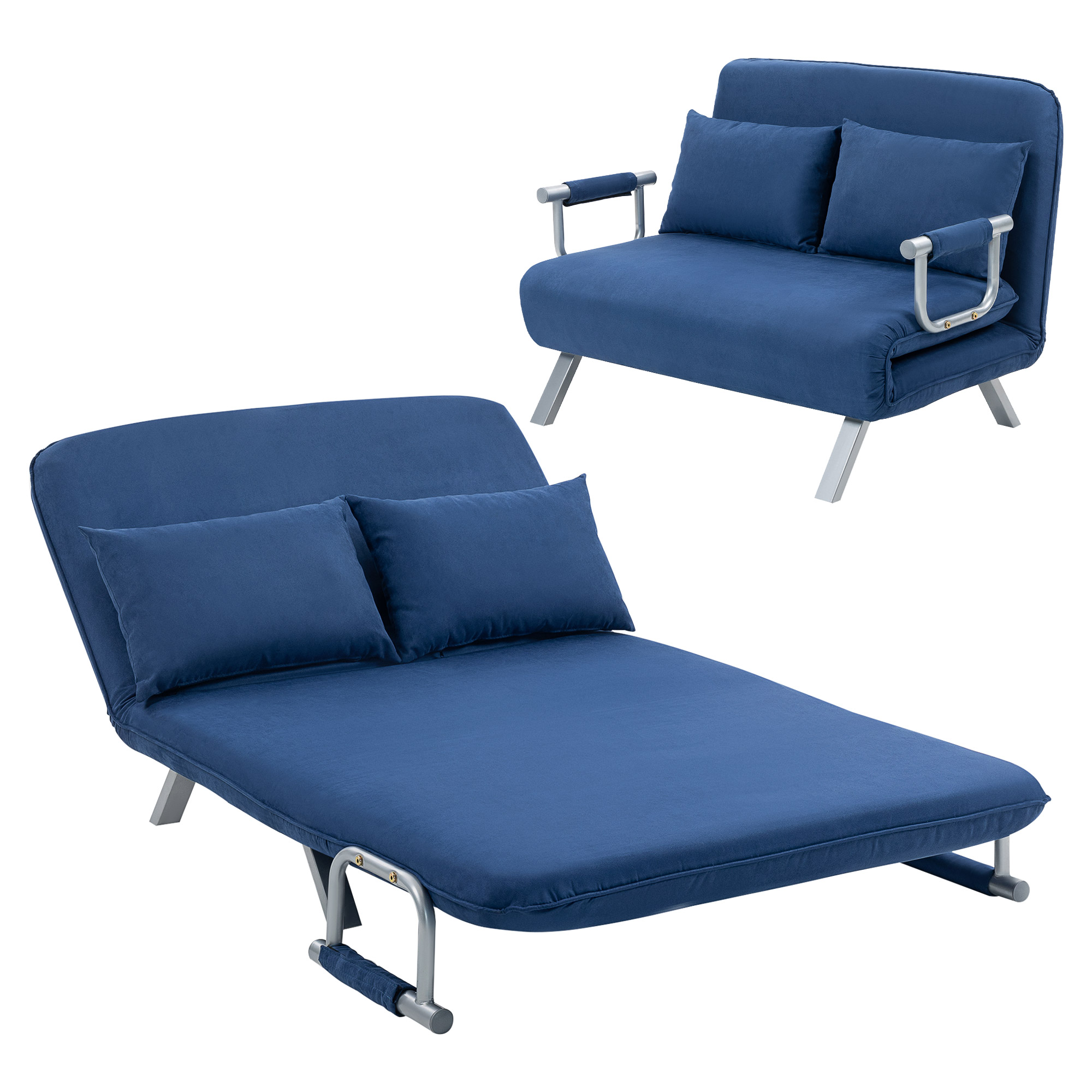 Two-Seater Click-Clack Sofa Bed - Dark Blue_voghion.com