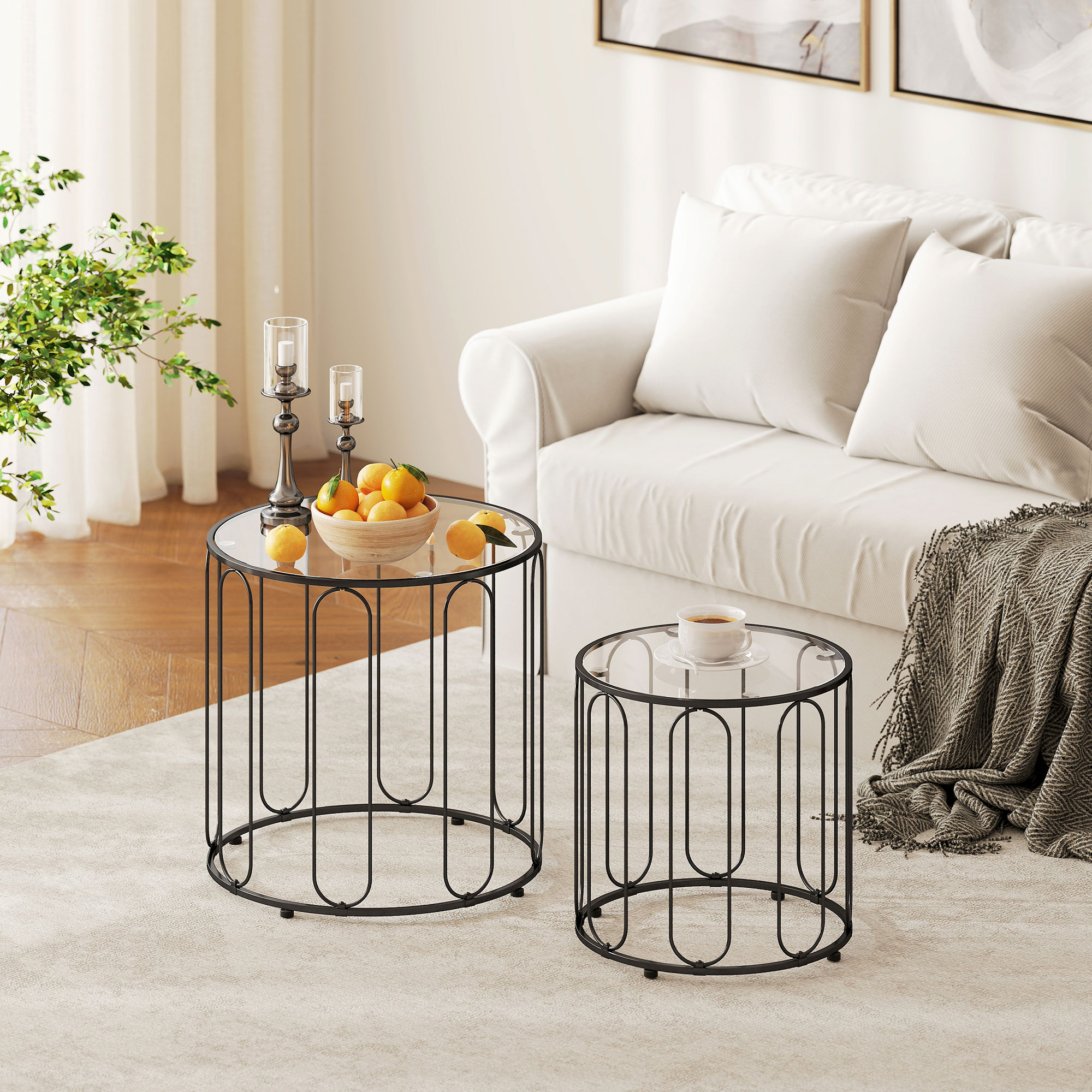 Elliptical Cut-Out Nesting Tables - Black_voghion.com