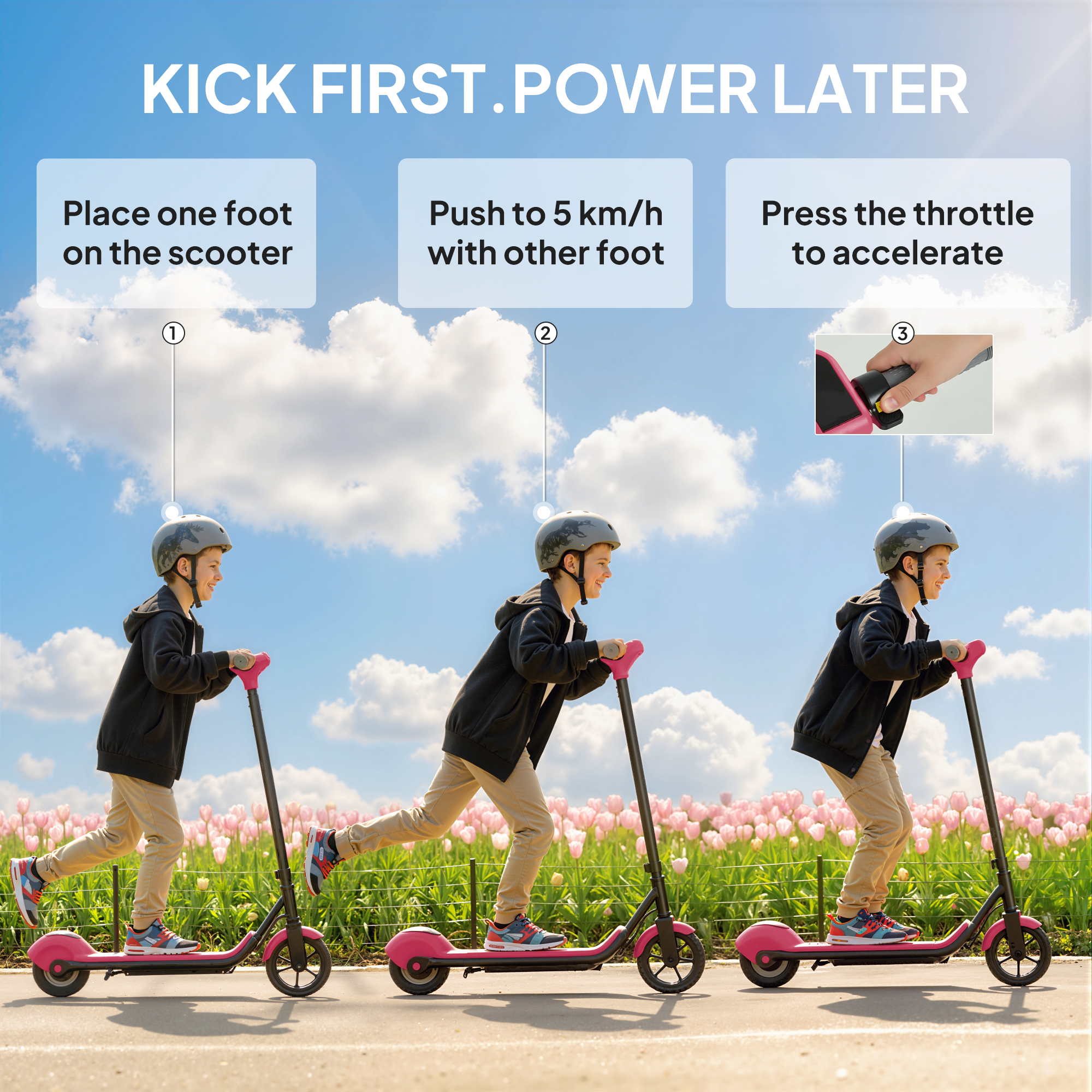 Electric Scooter For Kids, With LED Display, Pink_voghion.com