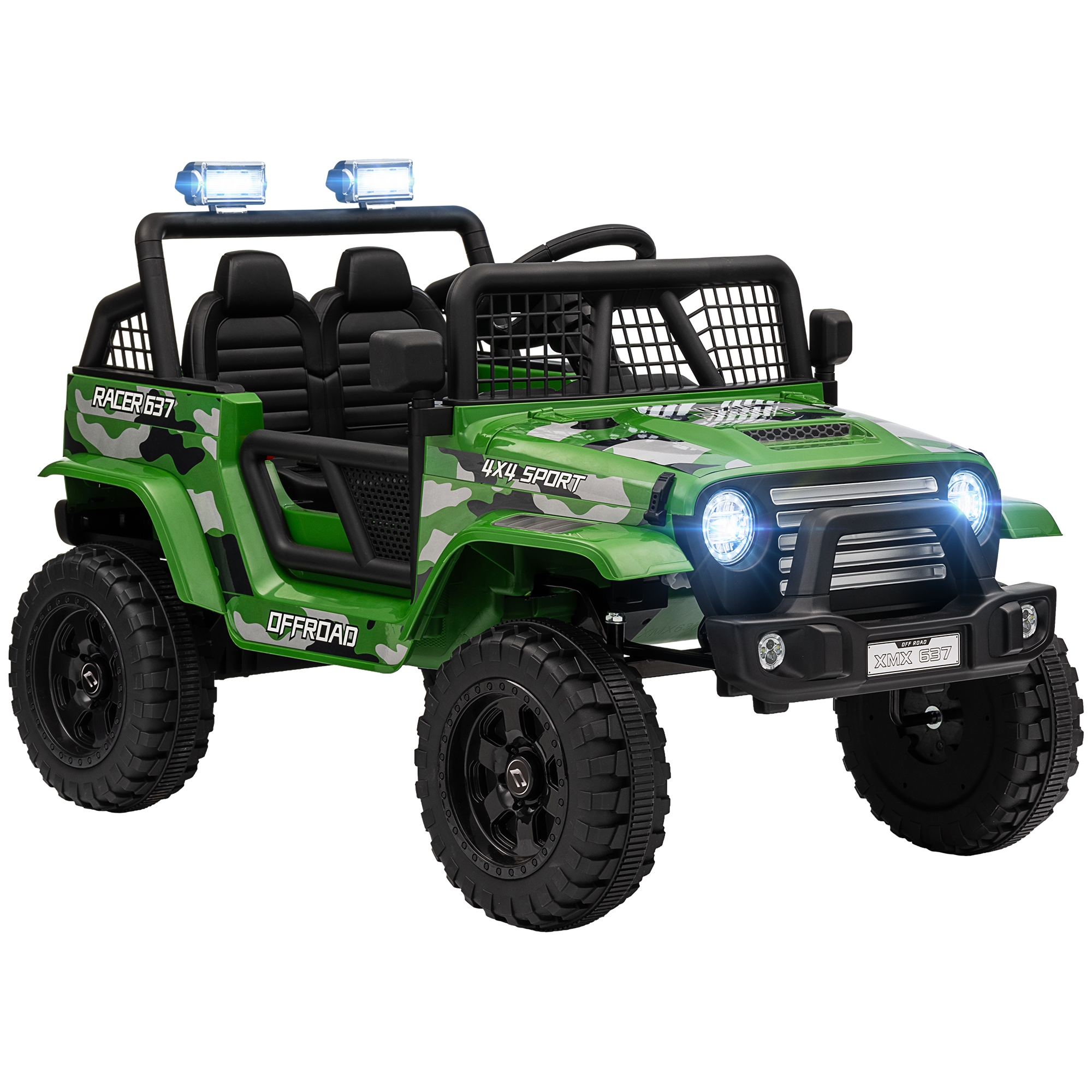 12V Ride on Car, Ride on Truck w/ Remote, 4 Suspension Wheels, 3 MPH Max Speed, Music, Horn & Lights, Green