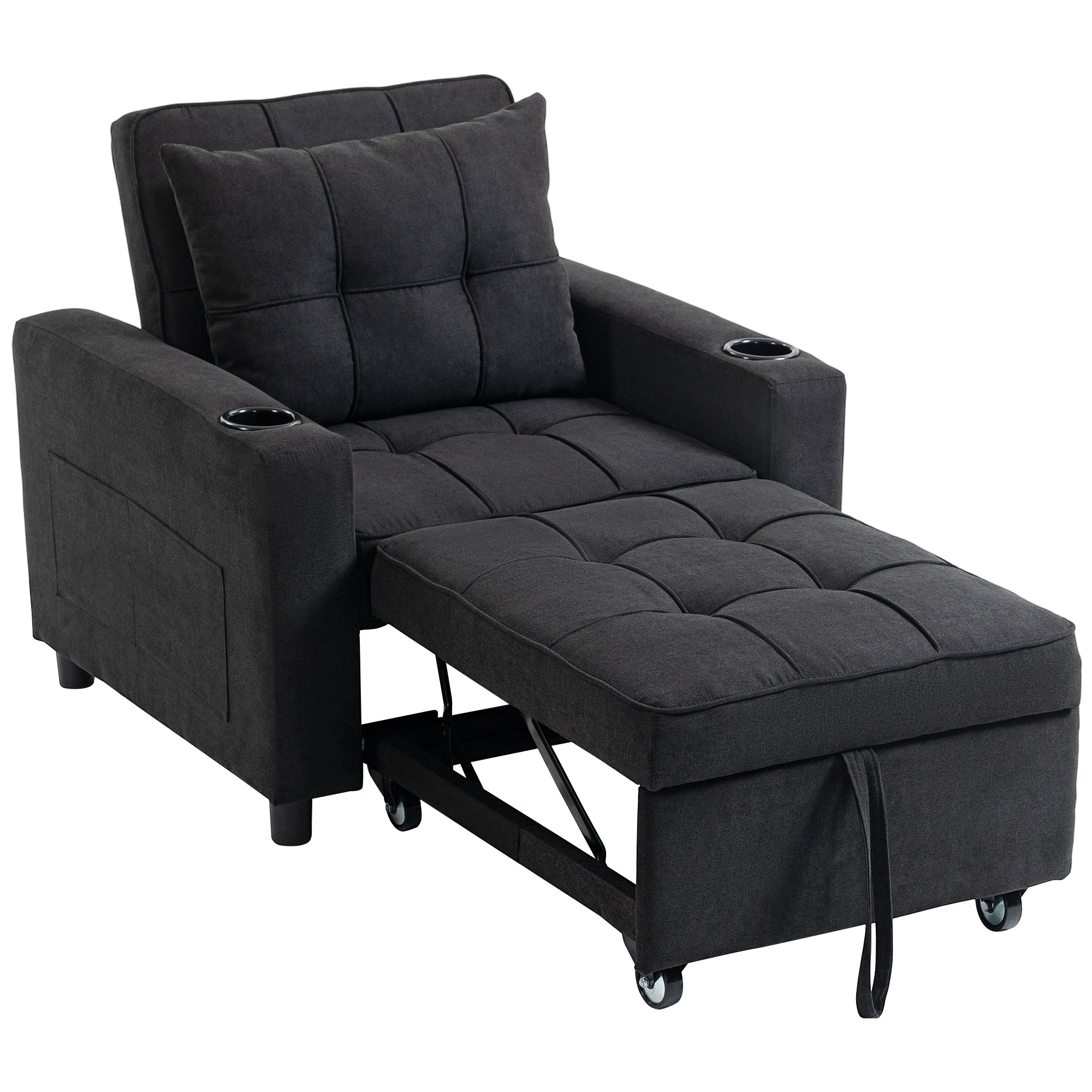Canapé-lit 3 en 1, fauteuil-lit convertible - Noir_voghion.com