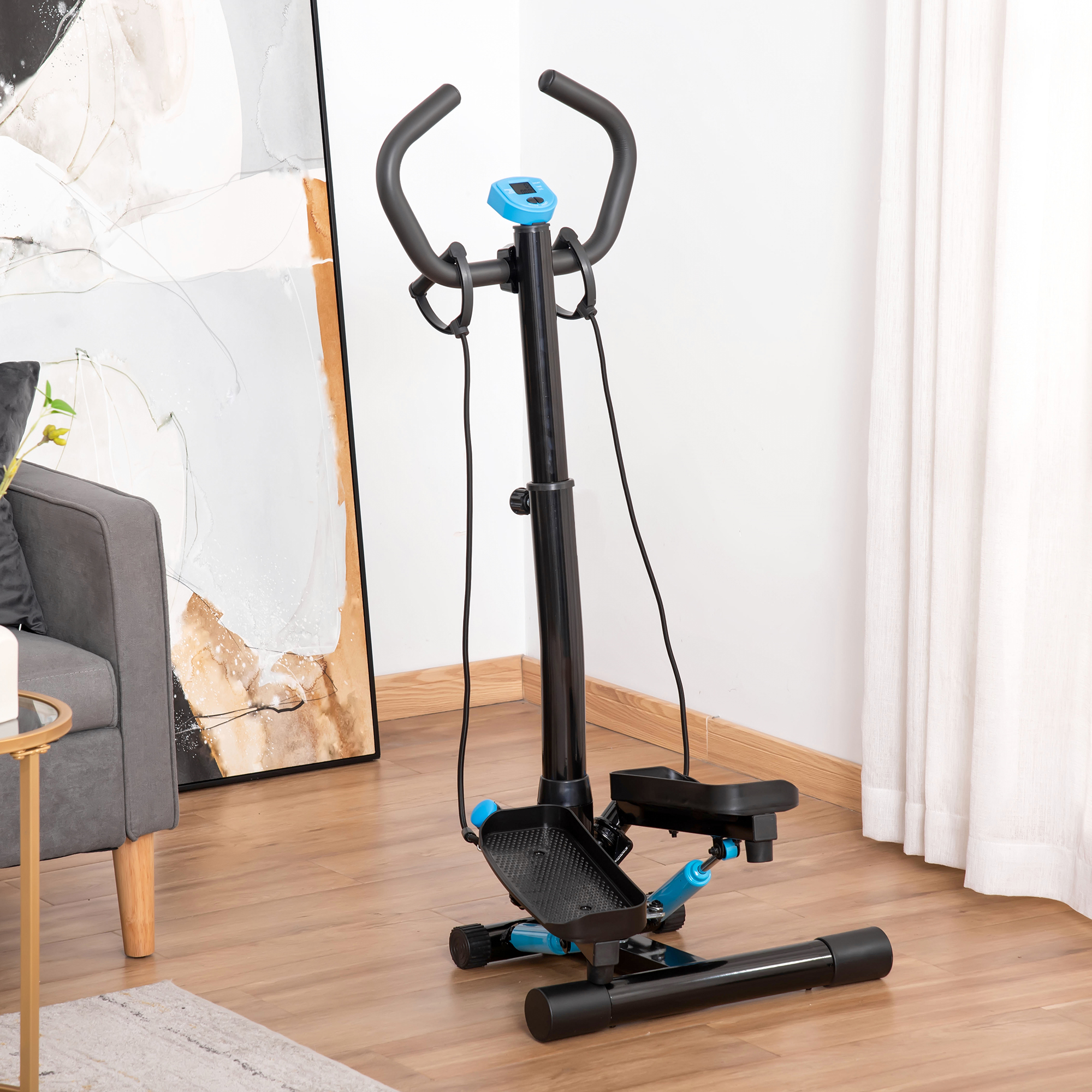 Adjustable Twist Stepper Fitness Machine With Lcd And Handlebars_voghion.com