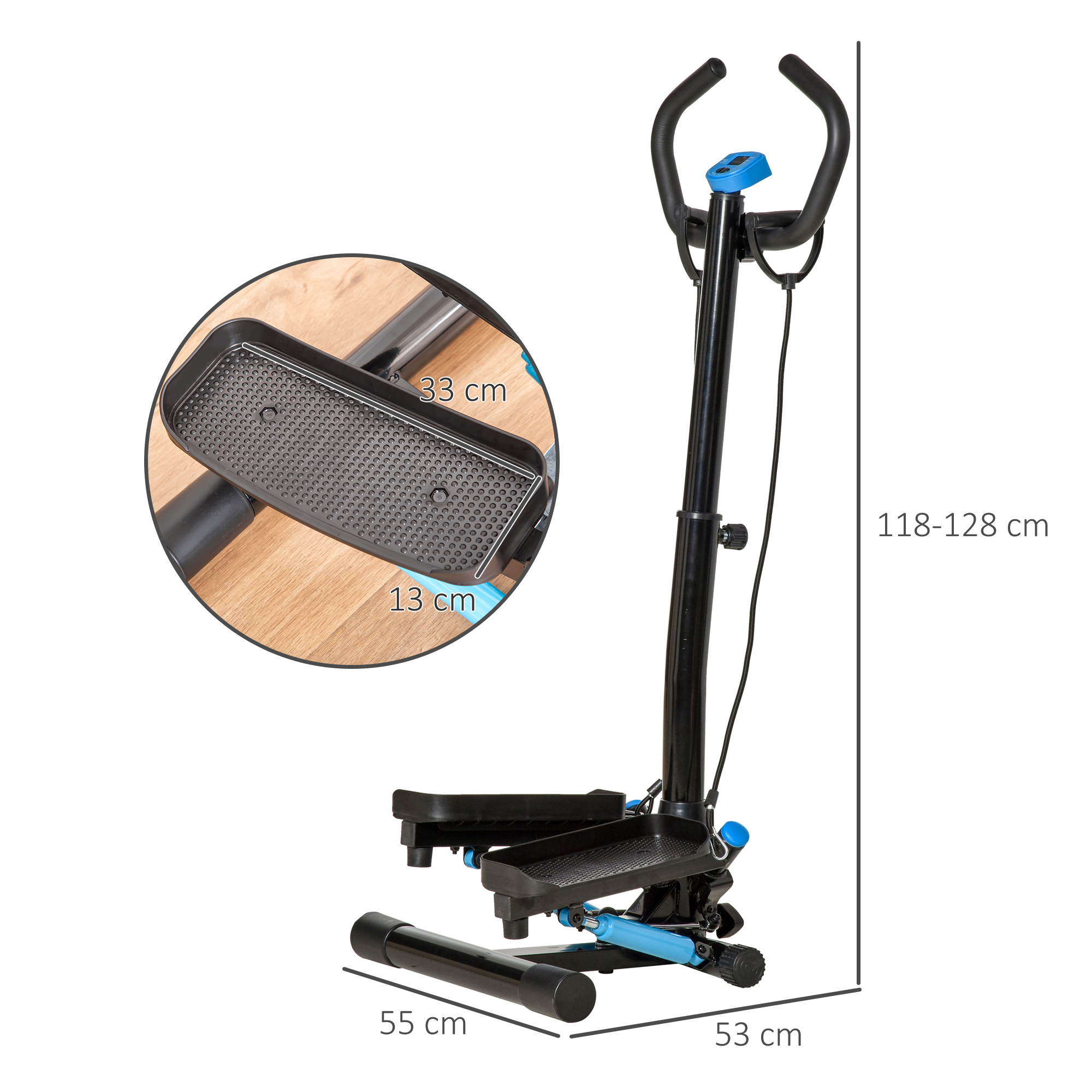Adjustable Twist Stepper Fitness Machine With Lcd And Handlebars_voghion.com