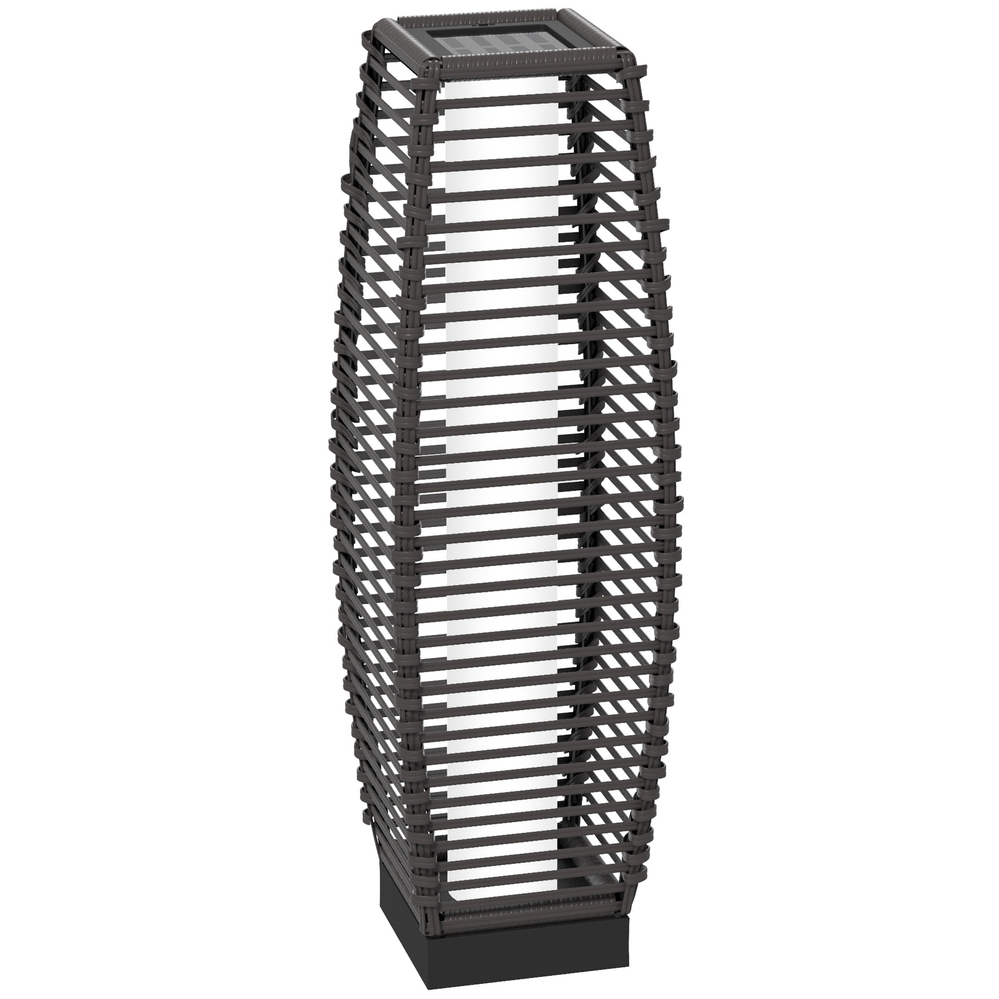 Solar Floor Lamp, Outdoor Rattan Garden Lantern Pathway Light & Decorative Driveway Lighting with Auto LED Lights, Gray