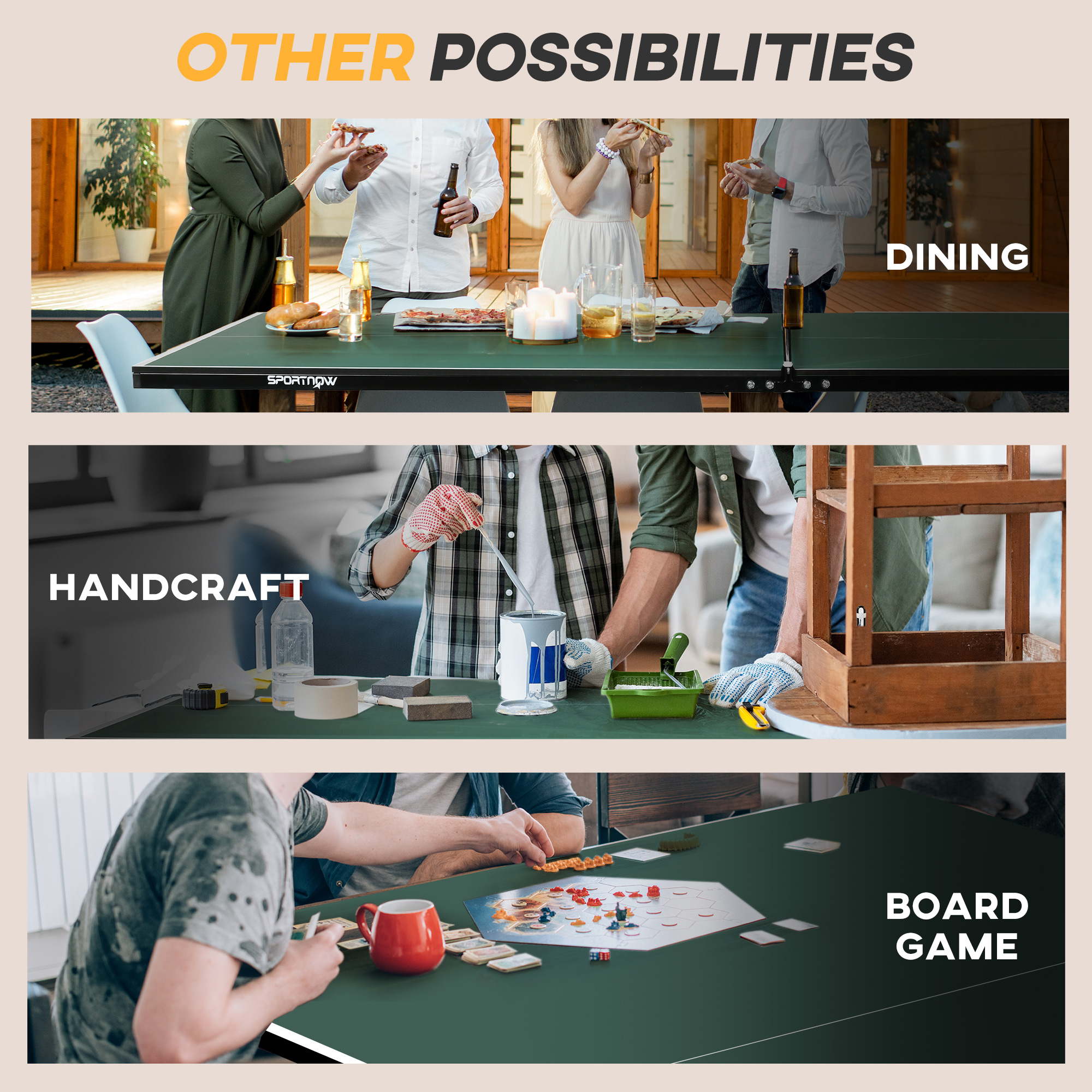 9FT Folding Tennis Table, With 8 Wheels, For Indoor Use, Green_voghion.com