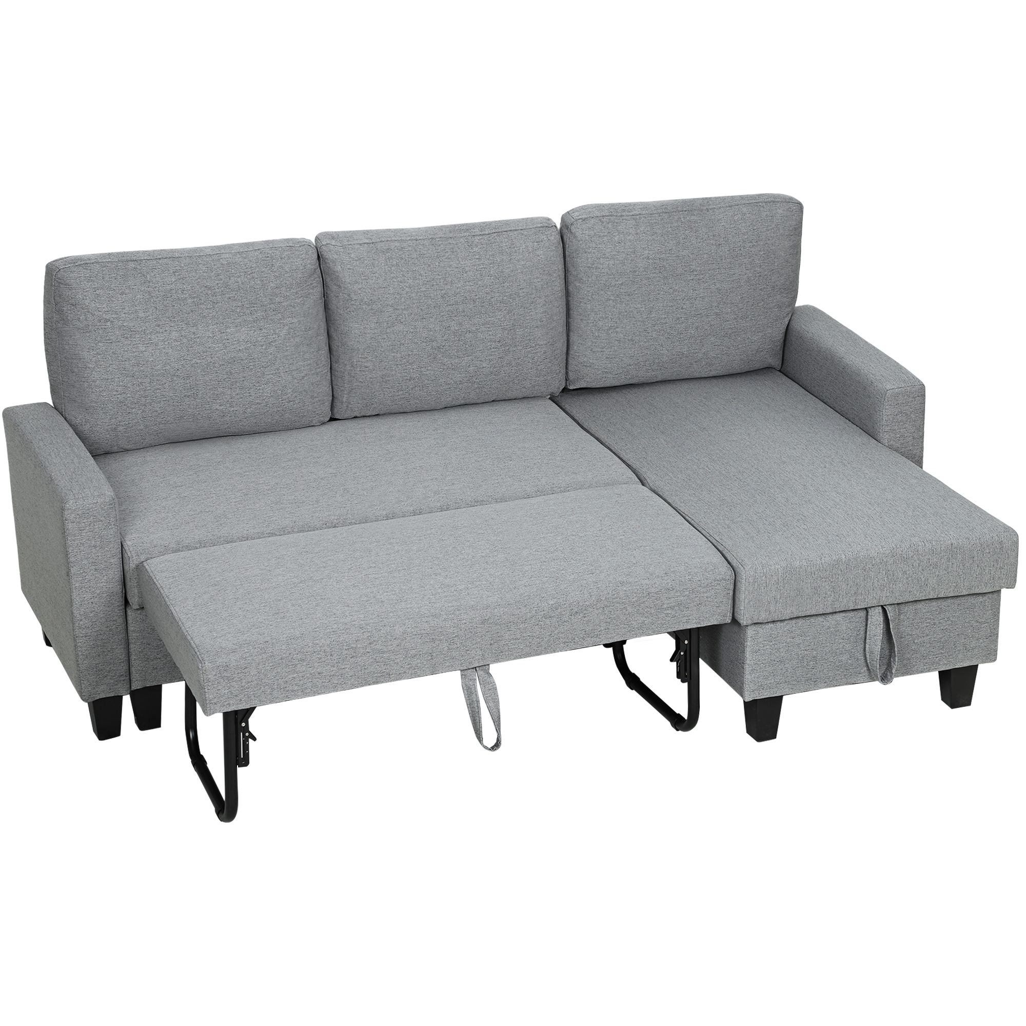 Three-Seater Storage Sofa Bed - Grey_voghion.com
