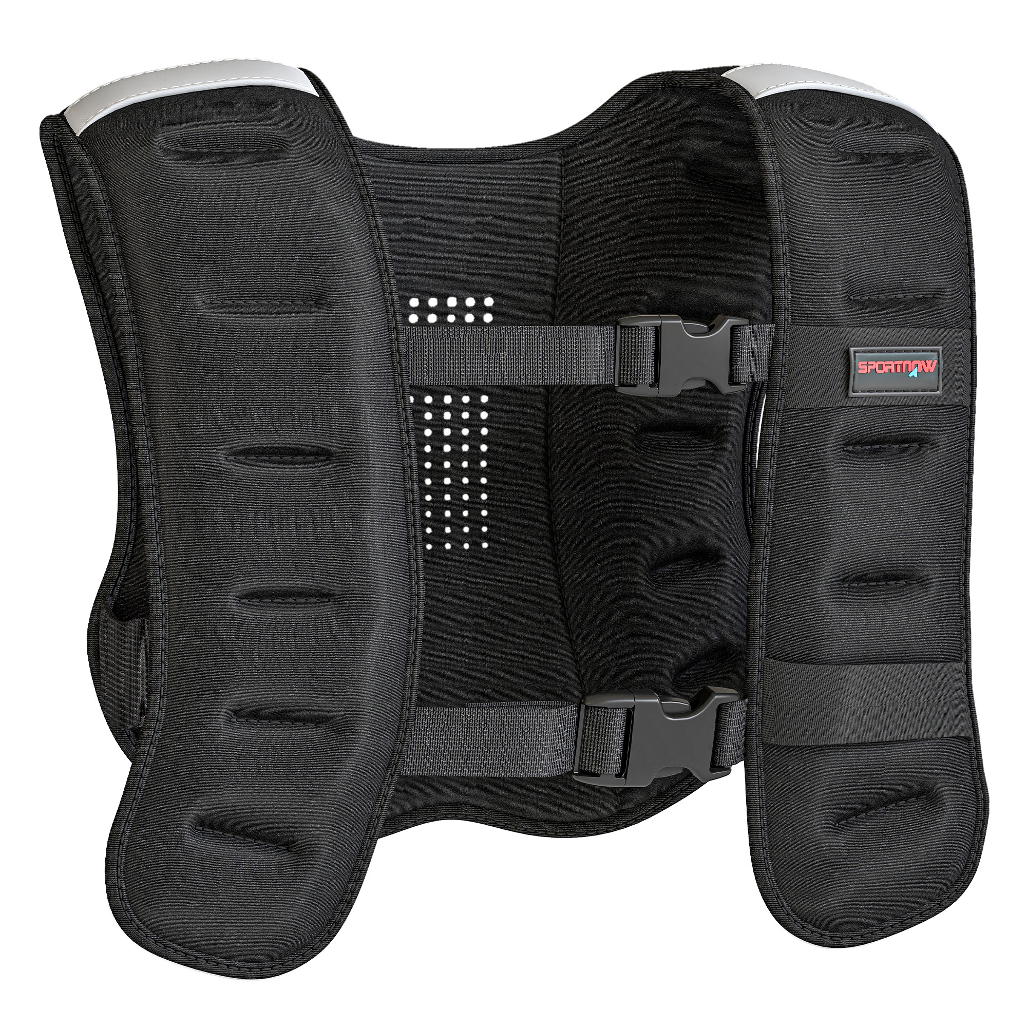 Weighted Vest, 5 Kg Weight Vest With Adjustable Straps, Reflective Strips, Black_voghion.com