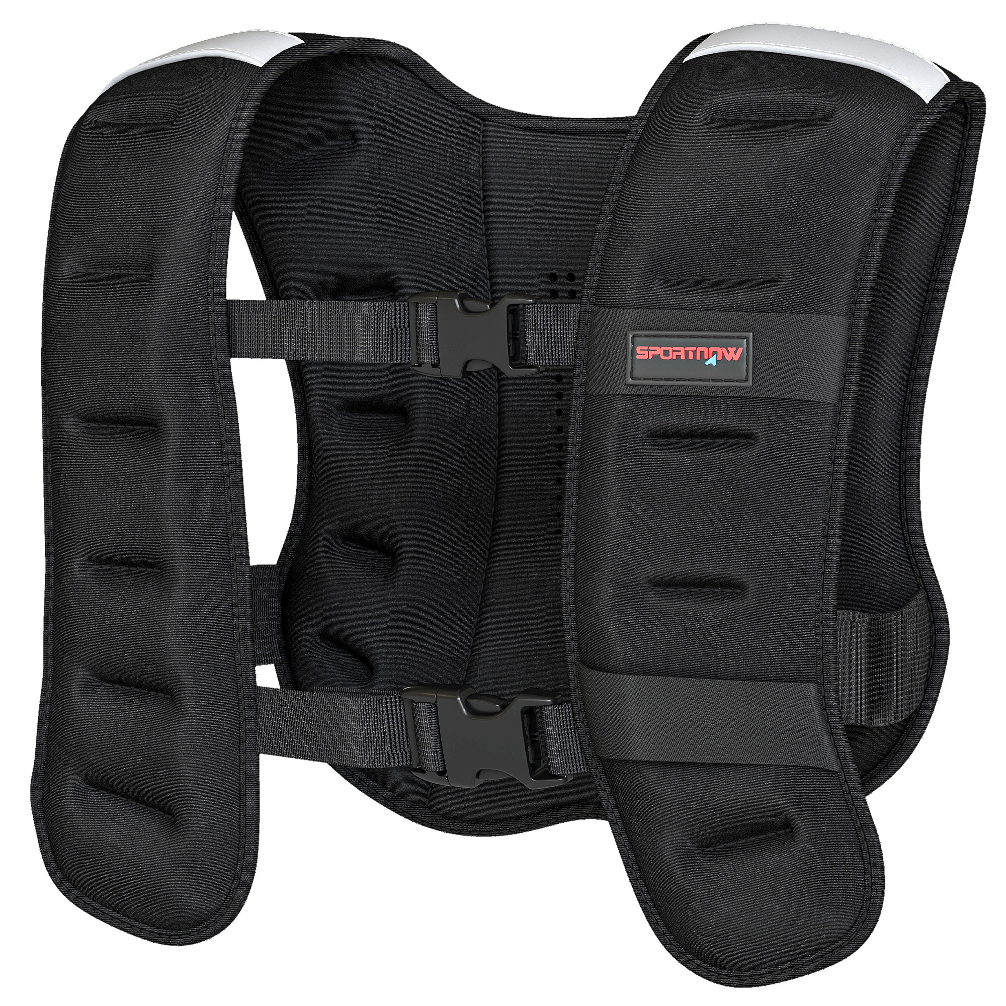 Weighted Vest, 5 Kg Weight Vest With Adjustable Straps, Reflective Strips, Black_voghion.com