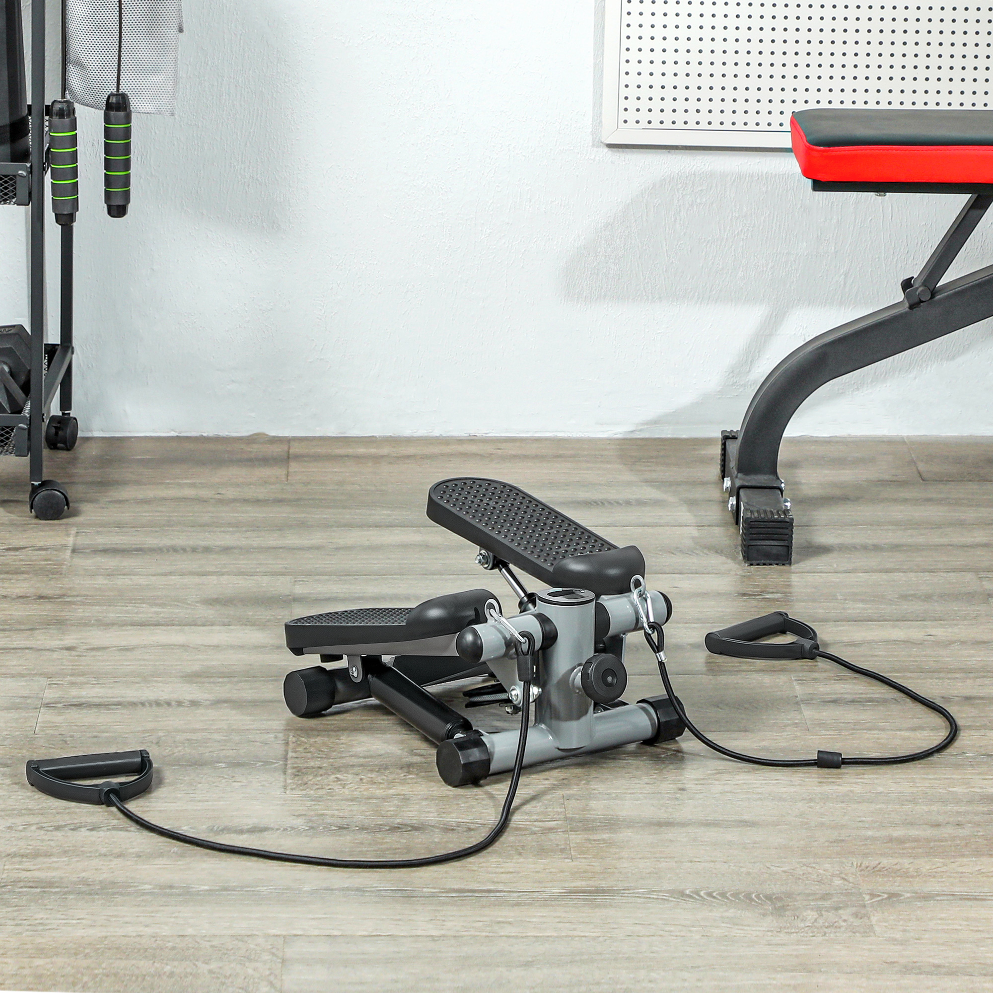 Mini Stepper With Resistance Bands And Lcd Monitor For Home Fitness_voghion.com