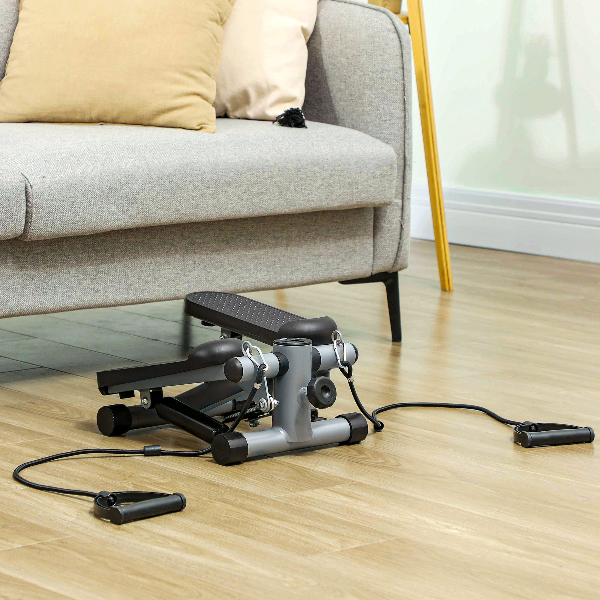 Mini Stepper With Resistance Bands And Lcd Monitor For Home Fitness_voghion.com