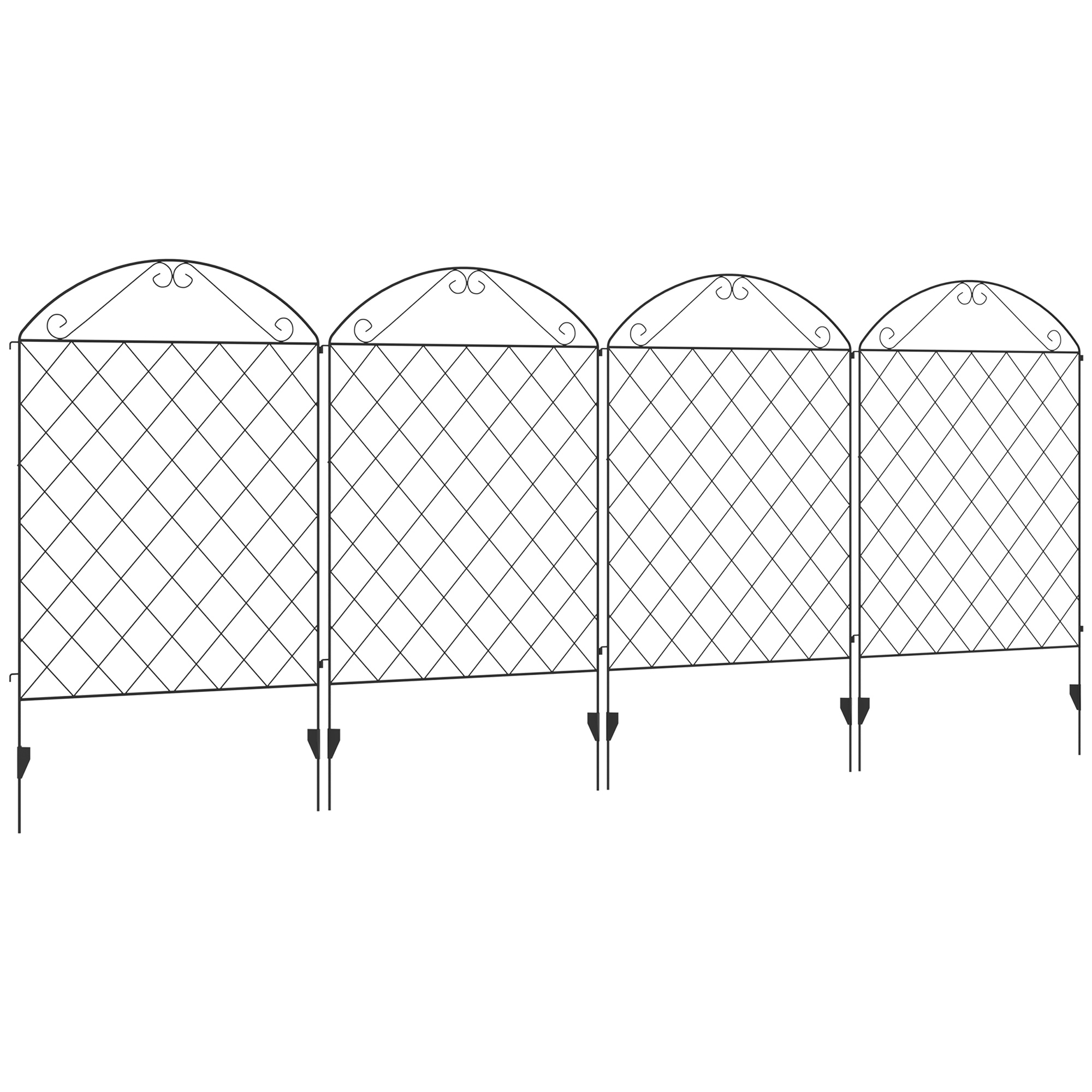 Garden Fence, 4 Pack Steel Fence Panels, 11.5' L x 43" H, Rust-Resistant Decorative Border Flower Edging for Yard, Landscape, Patio, Outdoor Decor, Curved Vines