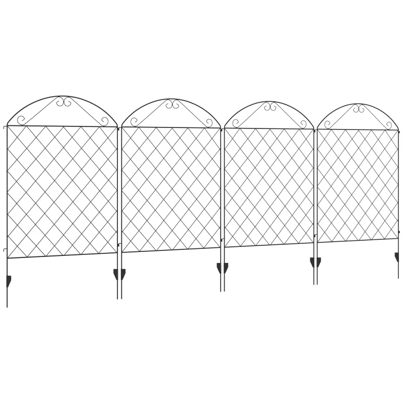 Garden Fence, 4 Pack Steel Fence Panels, 11.5' L x 43" H, Rust-Resistant Decorative Border Flower Edging for Yard, Landscape, Patio, Outdoor Decor, Curved Vines