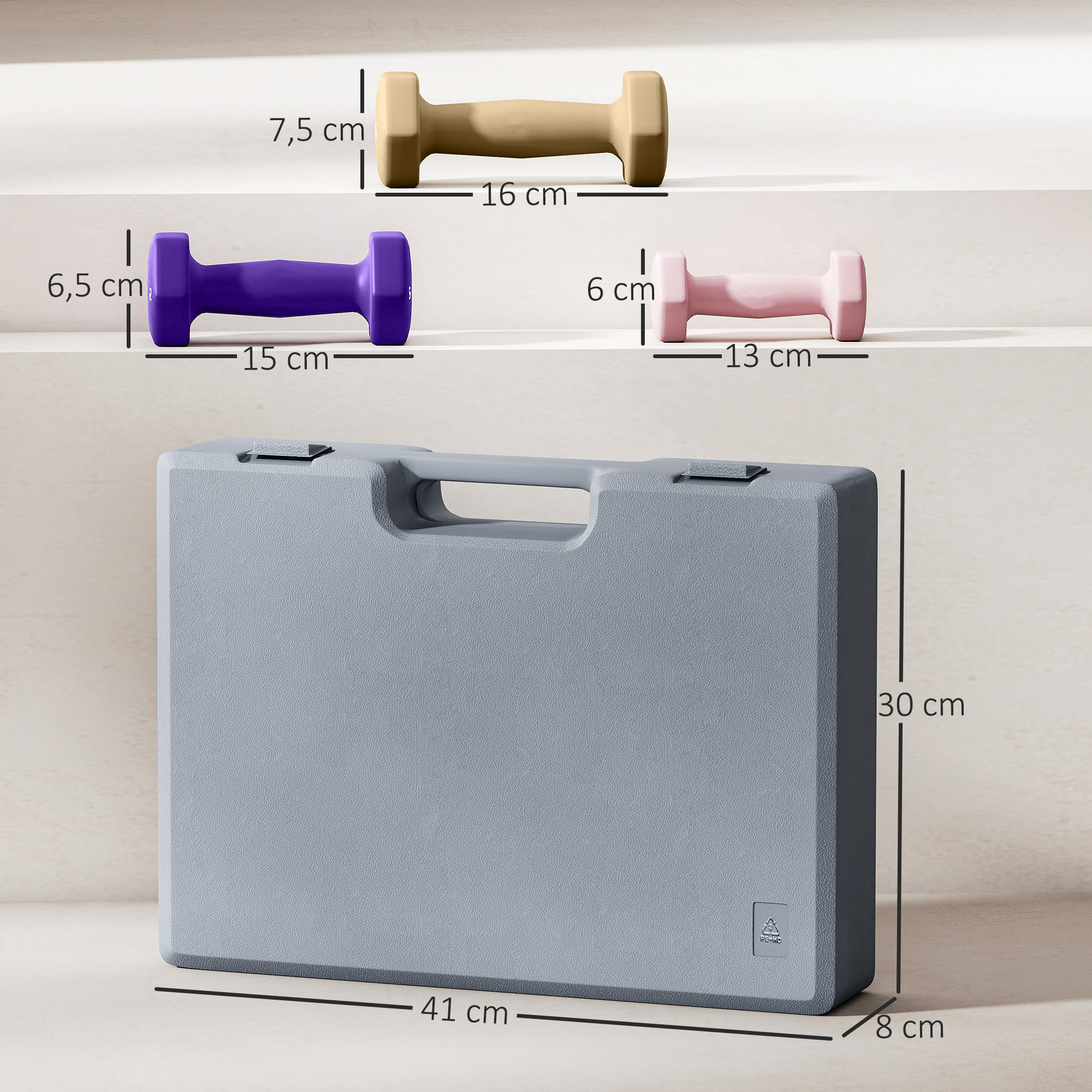 6-teiliges Hantelset Mit Aufbewahrungsbox – 1kg/1,5kg/2kg Paare Stahlkern Mit Rutschfester Beschichtung Ideal For Heimfitness_voghion.com