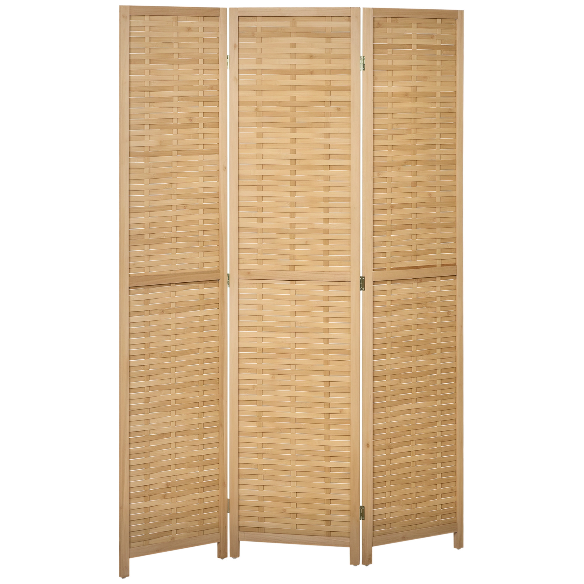 Biombo De 3 Paneles Plegable 120x1,8x170 Cm Separador De Ambientes De Bambú Estilo Rústico Natural_voghion.com