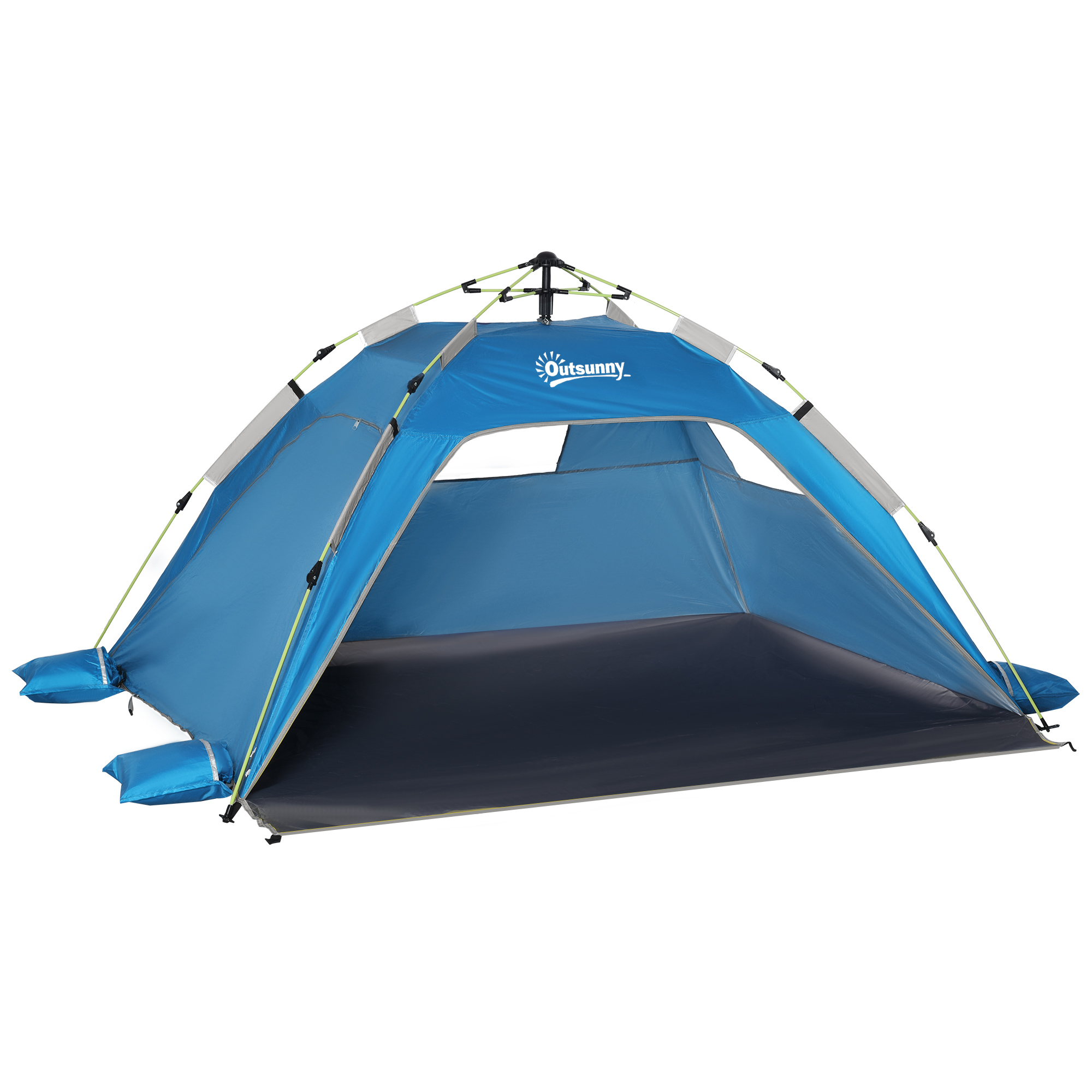 Carpa De Playa Pop-up Para 1-2 Personas Con 2 Accesos Y 2 Ventanas Y Bolsa De Transporte 220x173x120 Cm Azul Claro_ecoleips.com