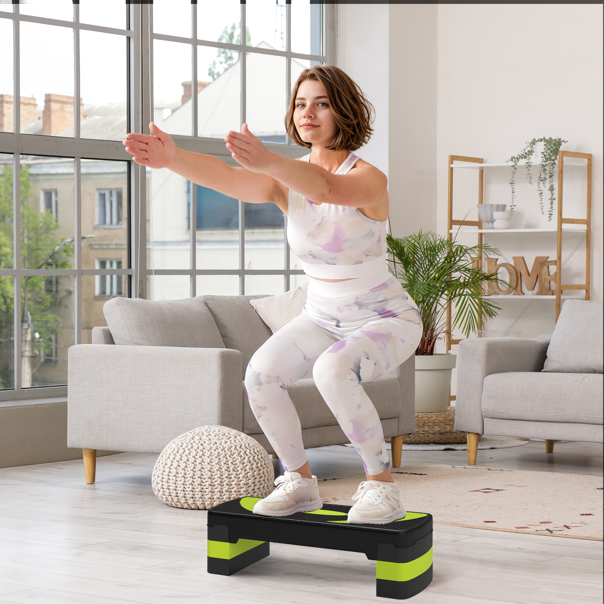 Stepper aerobico regolabile – Capacità di carico 150 kg Superficie antiscivolo Ideale per allenamenti fitness al chiuso e all'aperto_voghion.com
