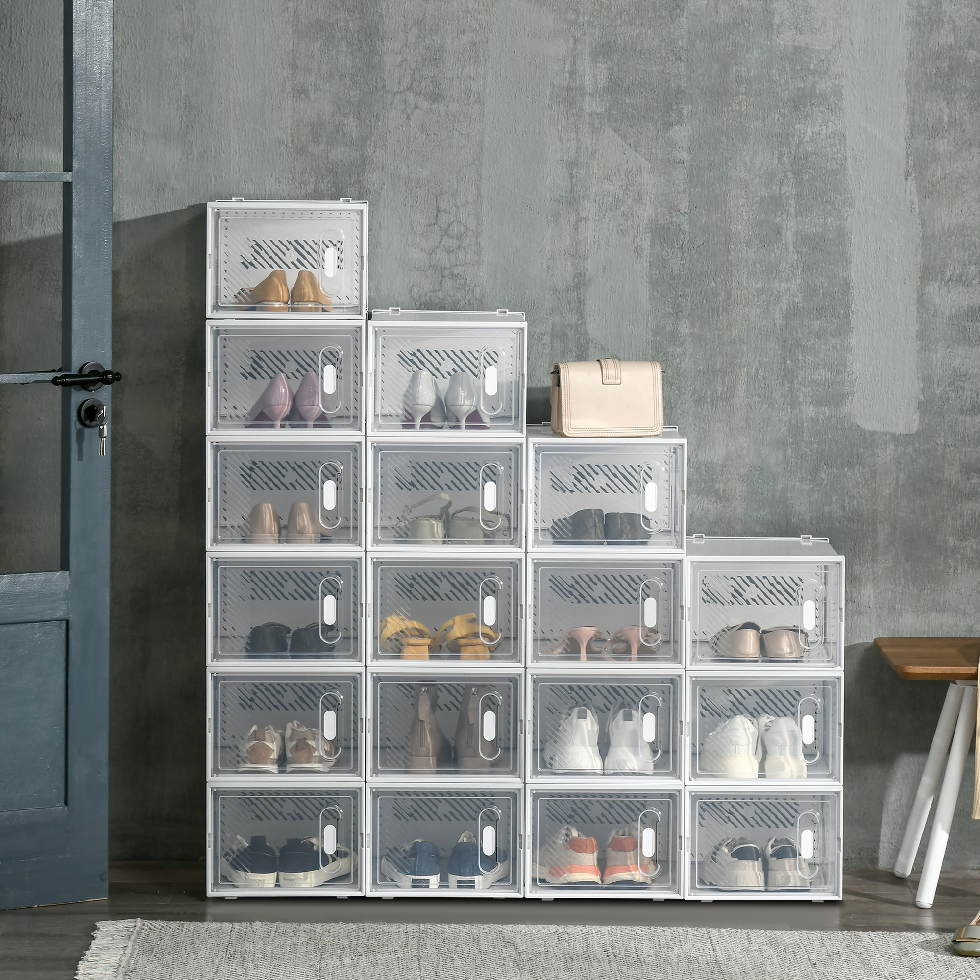 Modulares Schuhregal Mit 18 Fächern Und Magnetischen Türen Klar_voghion.com