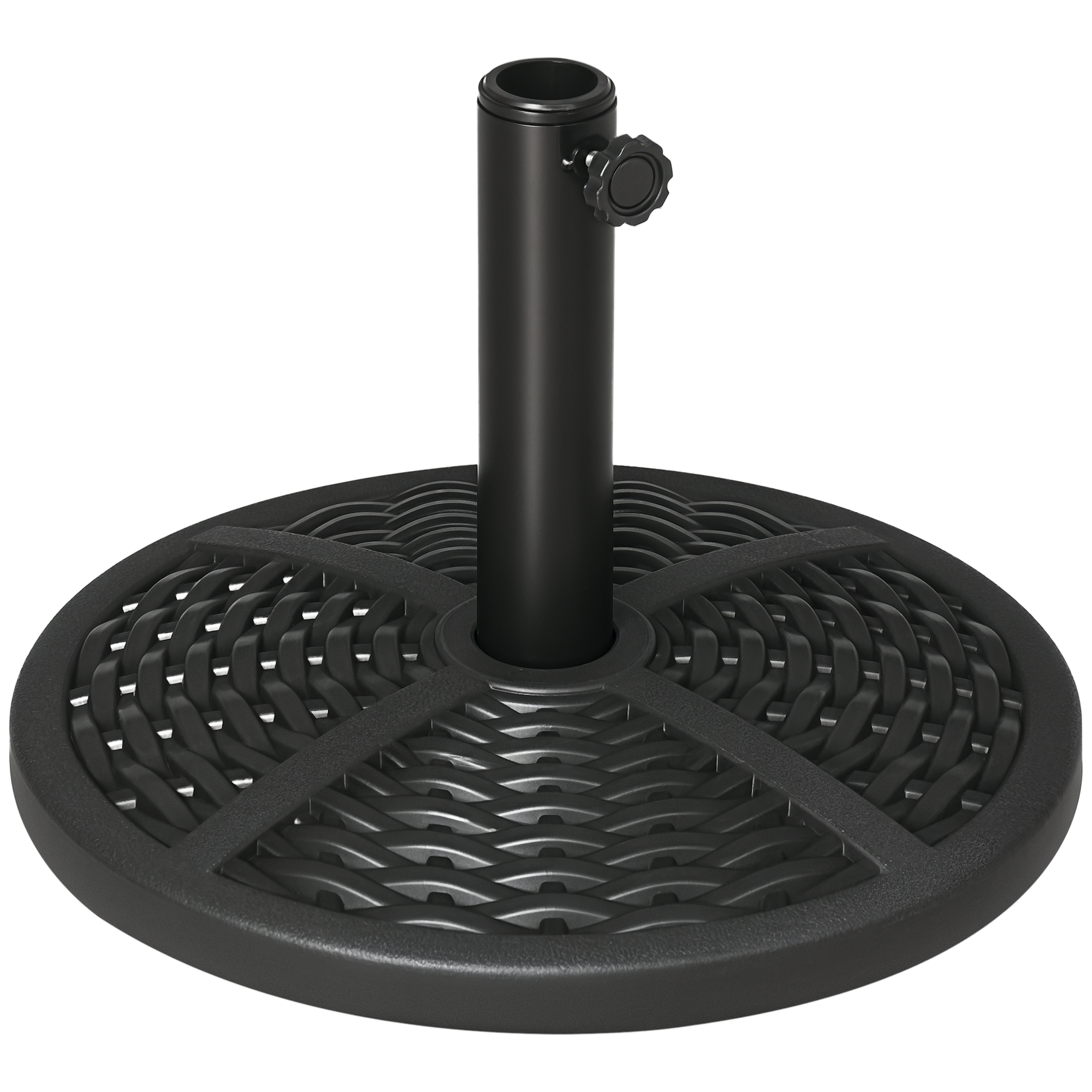 30 lbs. Market Umbrella Base Holder 18" Heavy Duty Round Parasol Stand with Rattan Design for Patio, Black