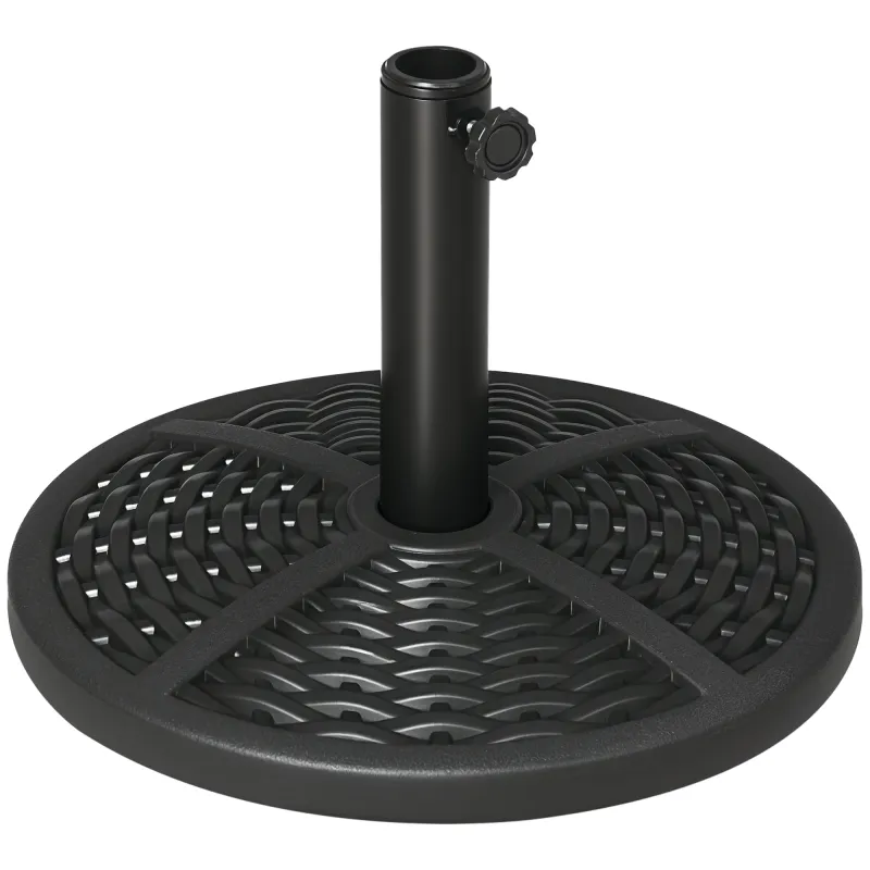 30 lbs. Market Umbrella Base Holder 18" Heavy Duty Round Parasol Stand with Rattan Design for Patio, Black
