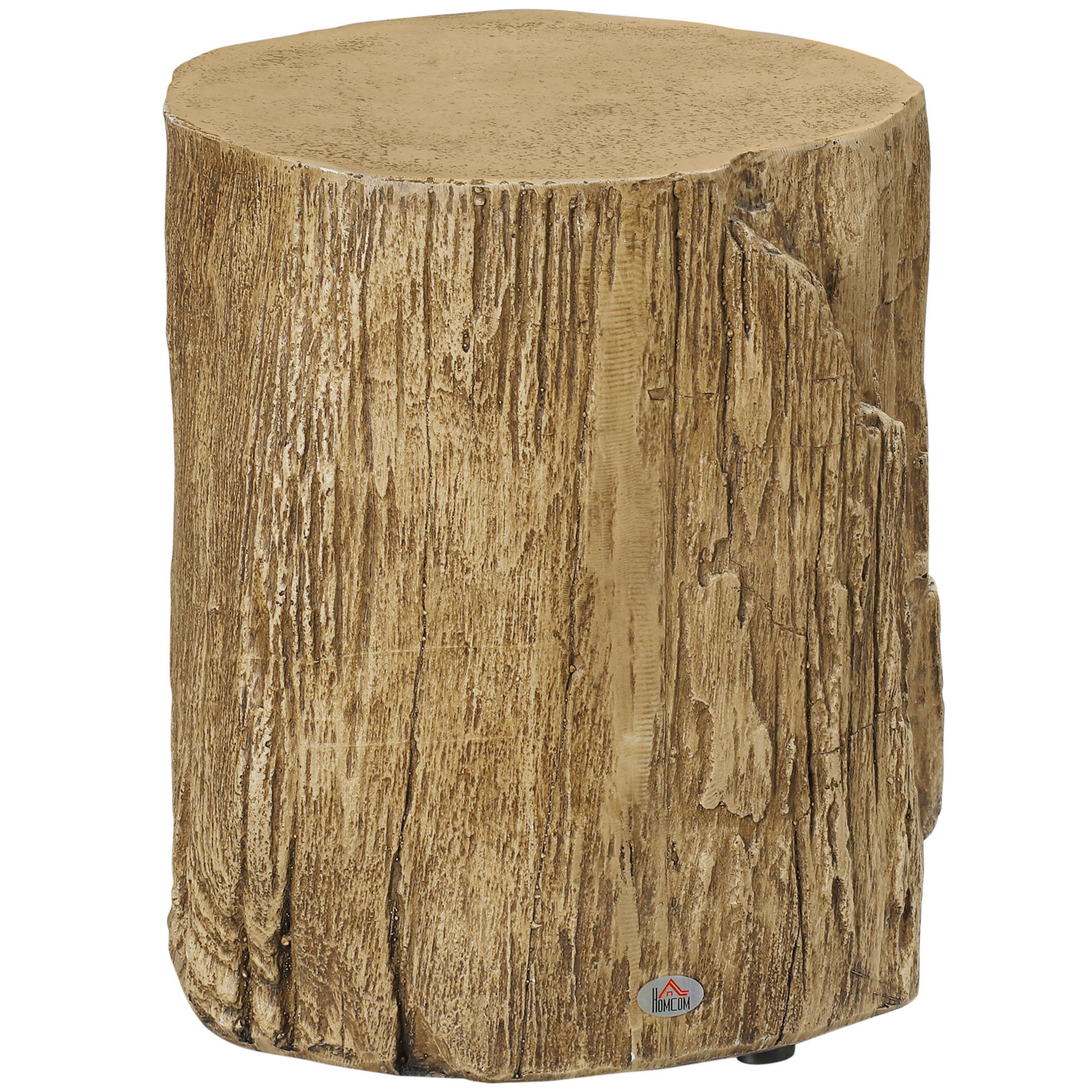 17" Tall Tree Stump End Table, Concrete Sofa Side Table for Indoor and Outdoor Use, Garden Stool