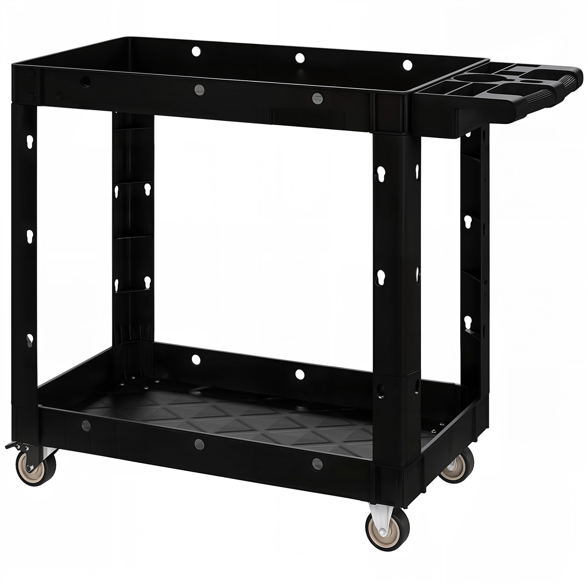 Carro de herramientas 2 niveles negro vista general