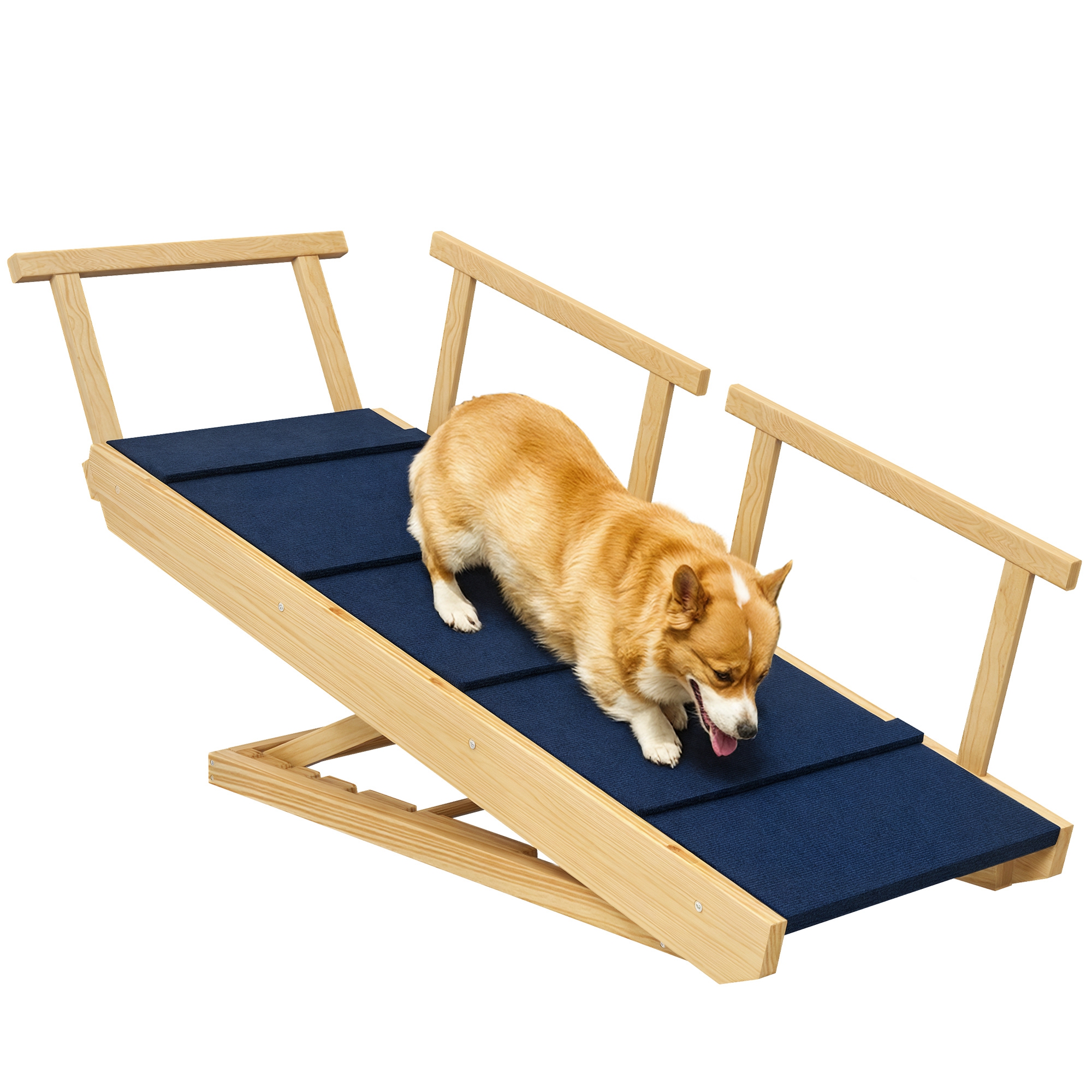Dog Ramp, Adjustable Height Pet Steps, Foldable Dog Stairs with Non-slip Mat for Small to Large Dogs