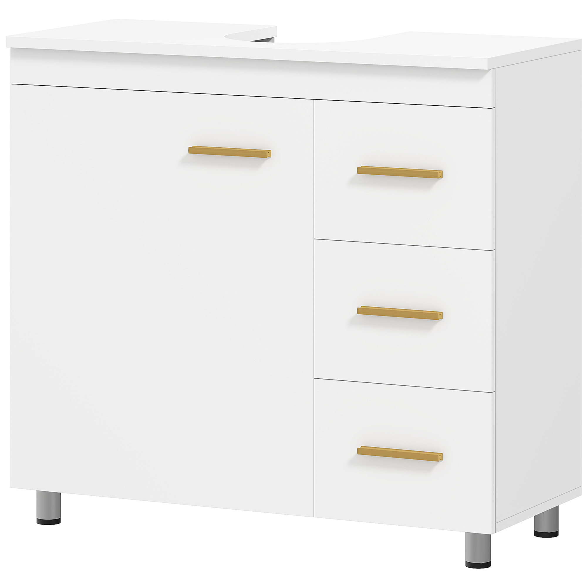 Mobile bagno Irovami bianco 3 ripiani sotto lavabo vista d'insieme