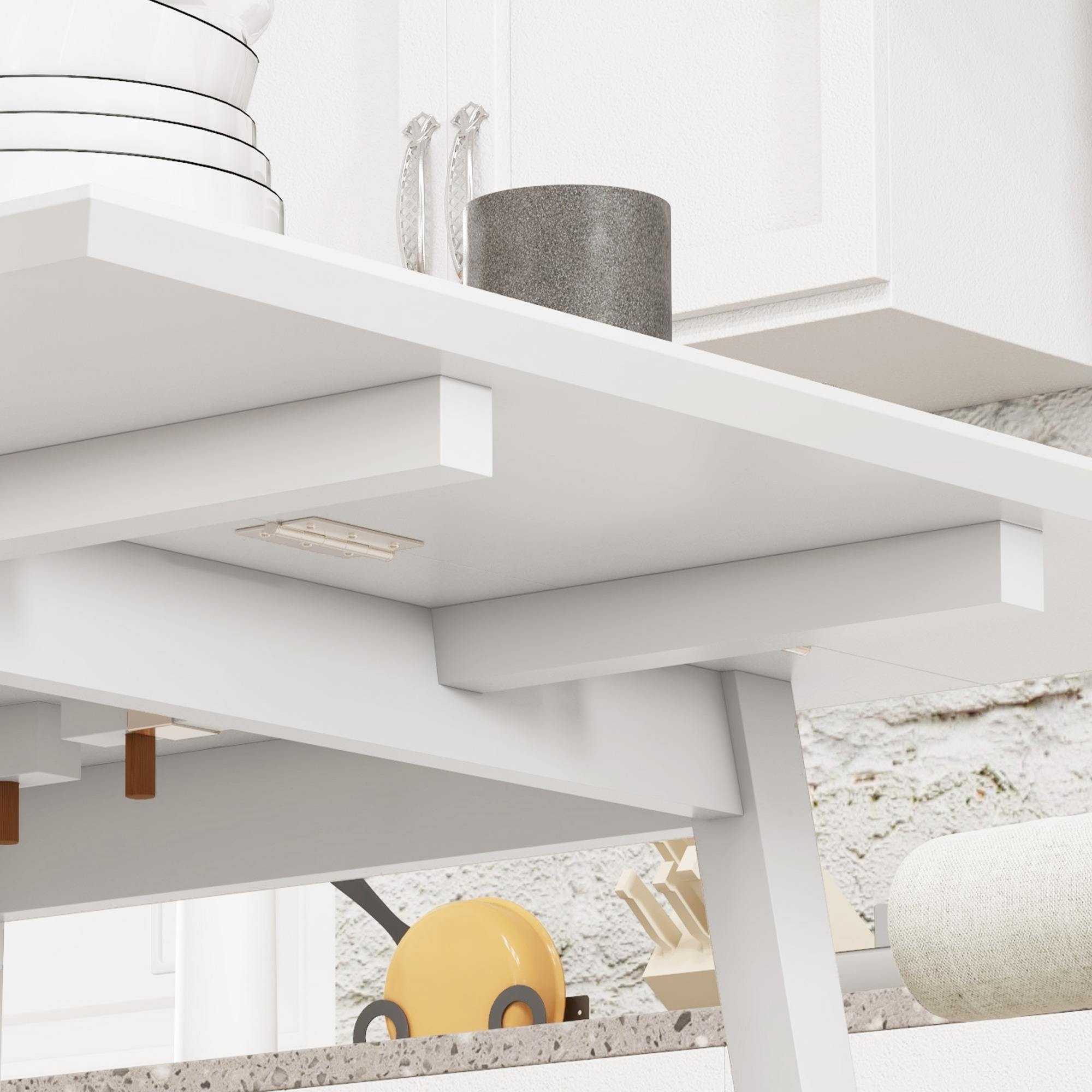 Klappbarer Esstisch/Küchentisch, 2 klappbare Tischplatten, 110 x 86 x 75 cm, Weiß_voghion.com