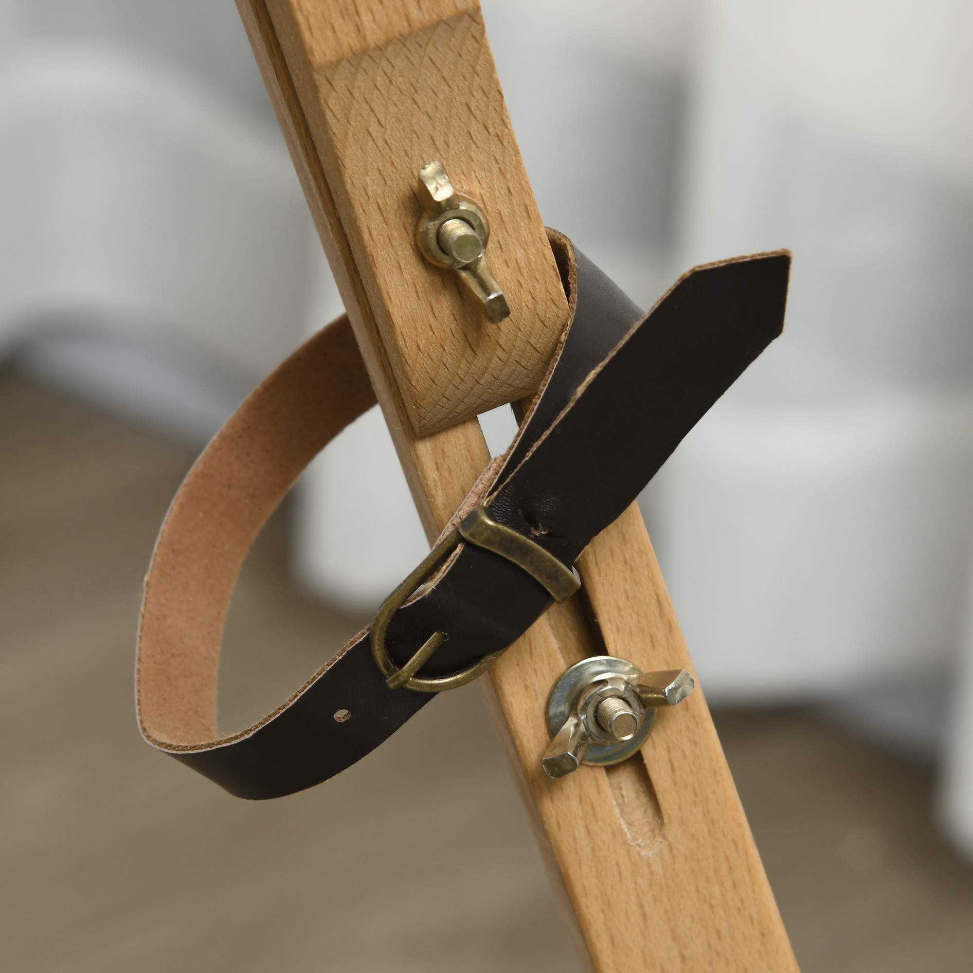 Staffelei, höhenverstellbar, zusammenklappbar, aus naturbelassenem Buchenholz, für Leinwände bis 107 cm Höhe_voghion.com