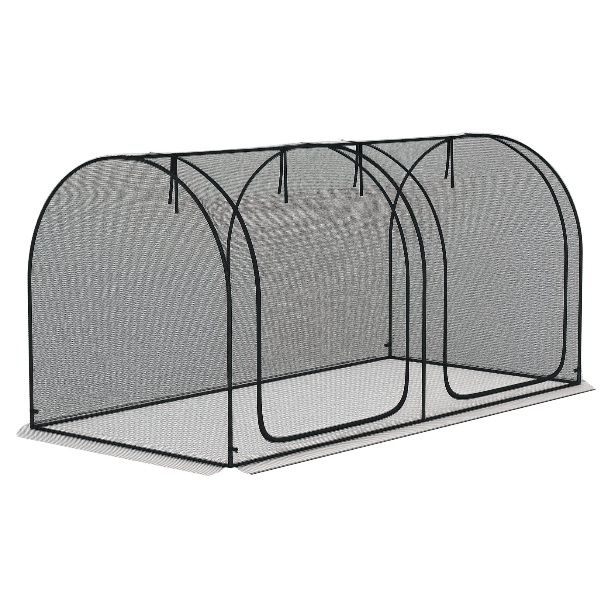 8' x 4' Crop Cage, Plant Protection Tent with Two Zippered Doors, Steel Frame, Storage Bag and 4 Ground Stakes, for Garden, Yard, Lawn, Black
