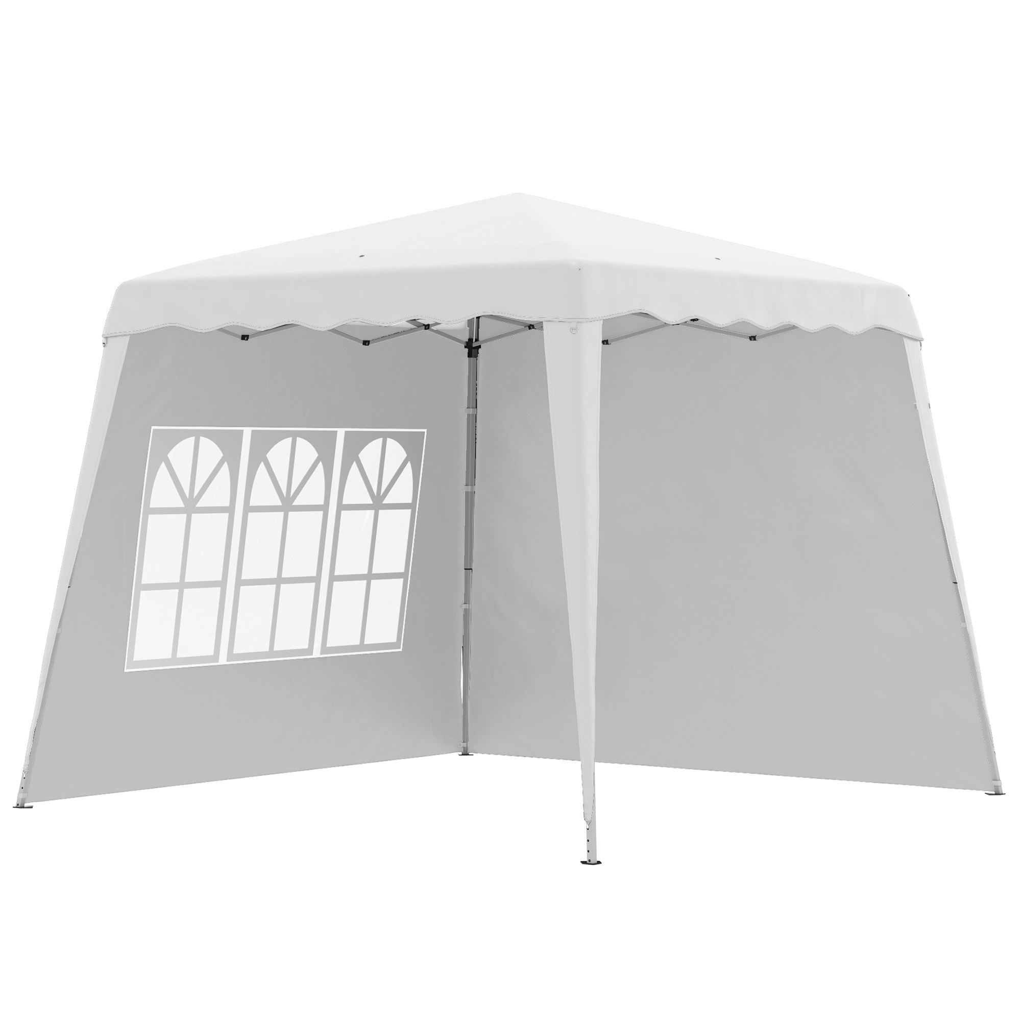 Carpa Plegable Con 2 Paredes Laterales 2,89x2,89m Cenador Pabellón De Jardín Altura Ajustable Protección UV50+ Blanco_voghion.com